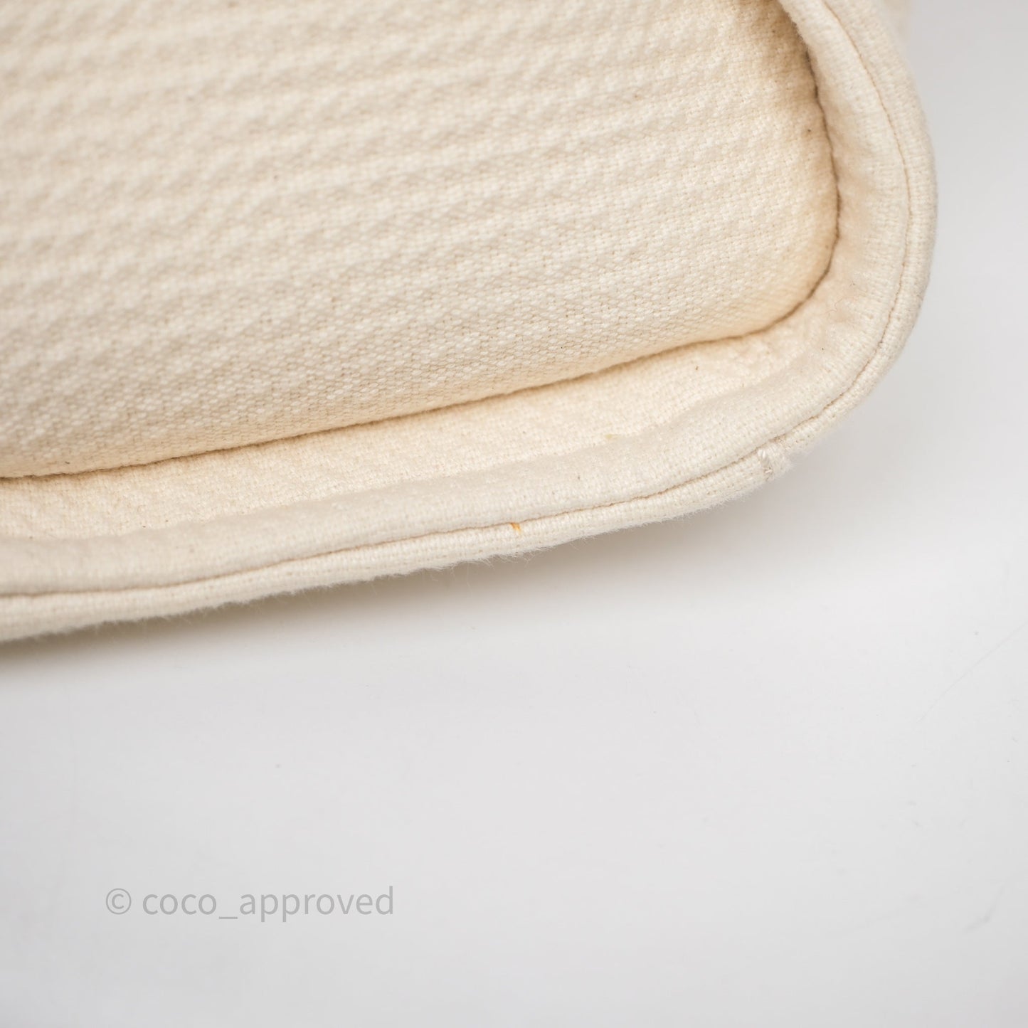 Chanel New Small Deauville Cream Ivory Canvas Light Gold Hardware