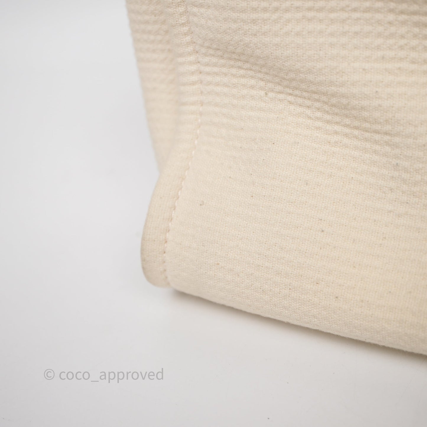 Chanel New Small Deauville Cream Ivory Canvas Light Gold Hardware
