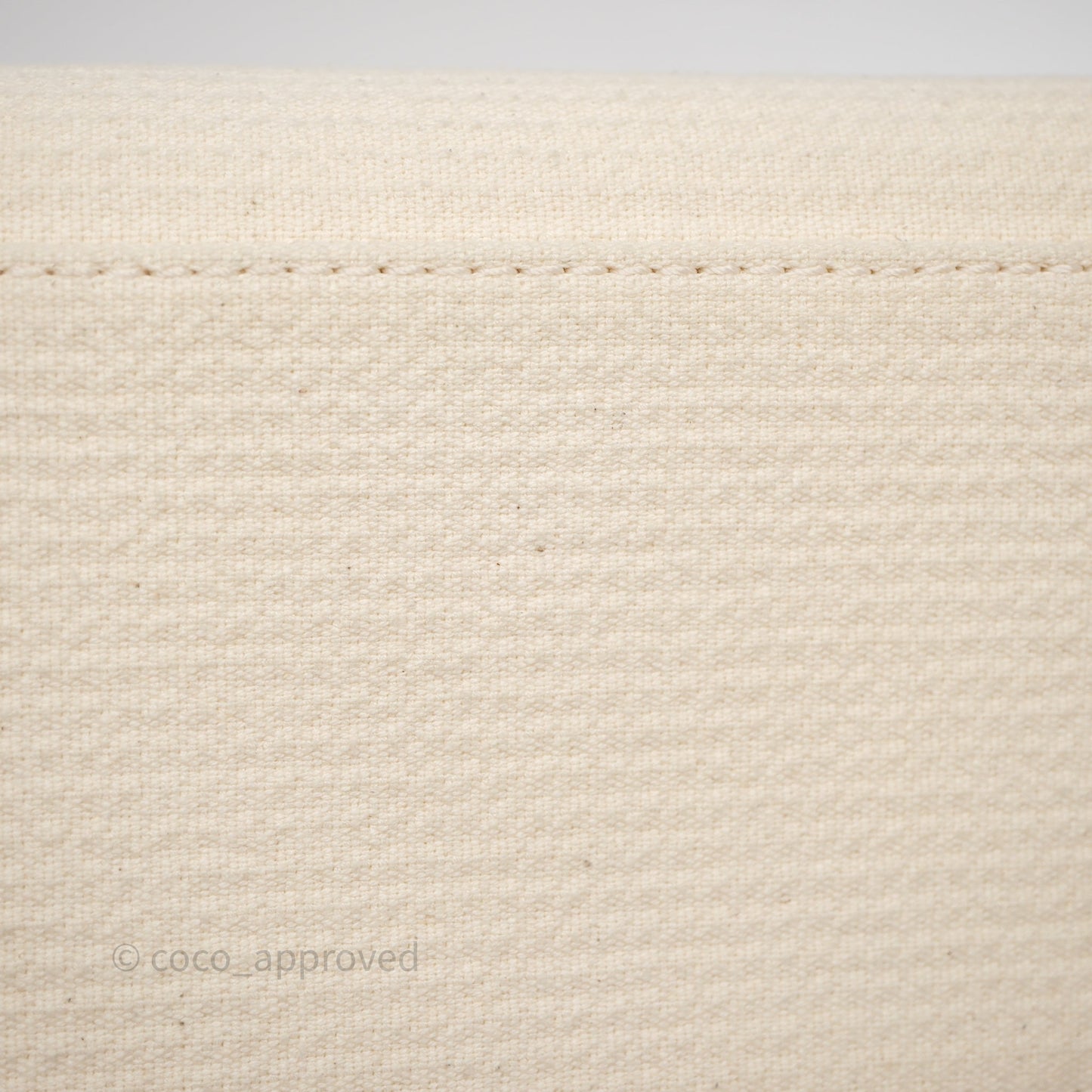 Chanel New Small Deauville Cream Ivory Canvas Light Gold Hardware