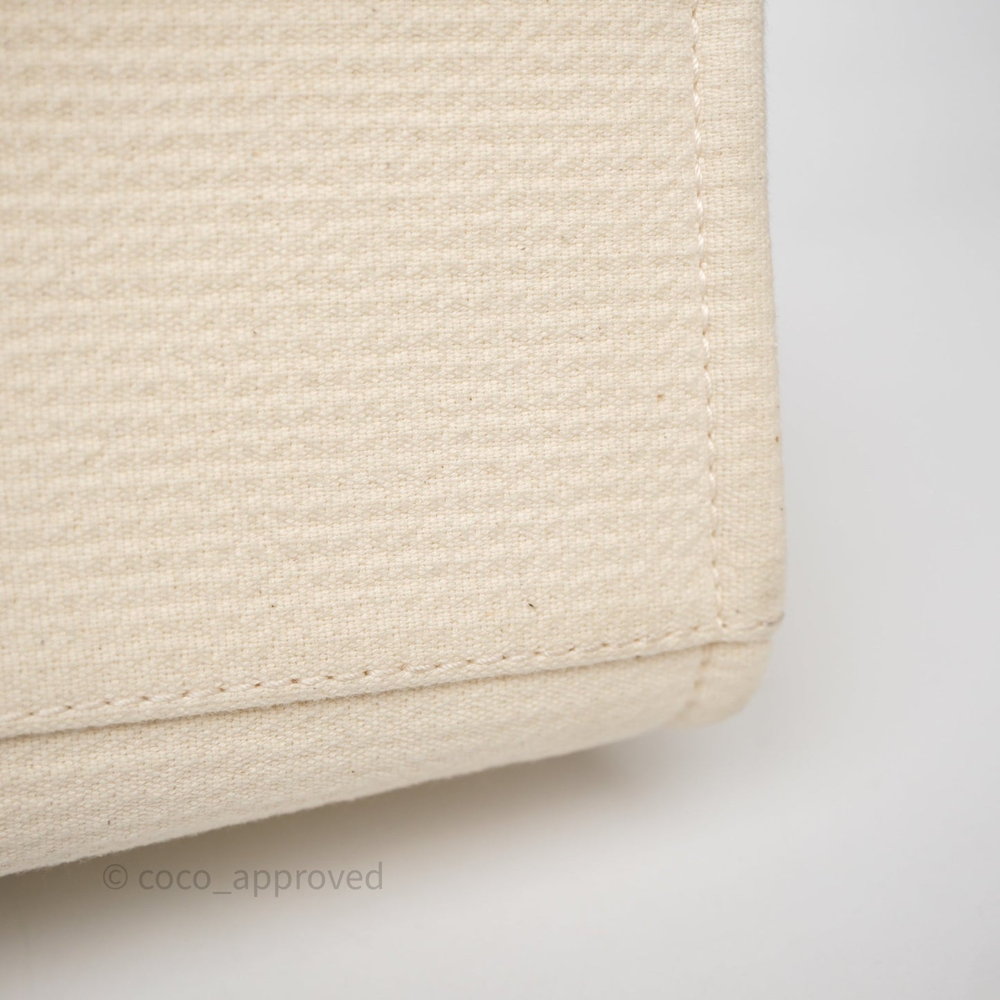 Chanel New Small Deauville Cream Ivory Canvas Light Gold Hardware