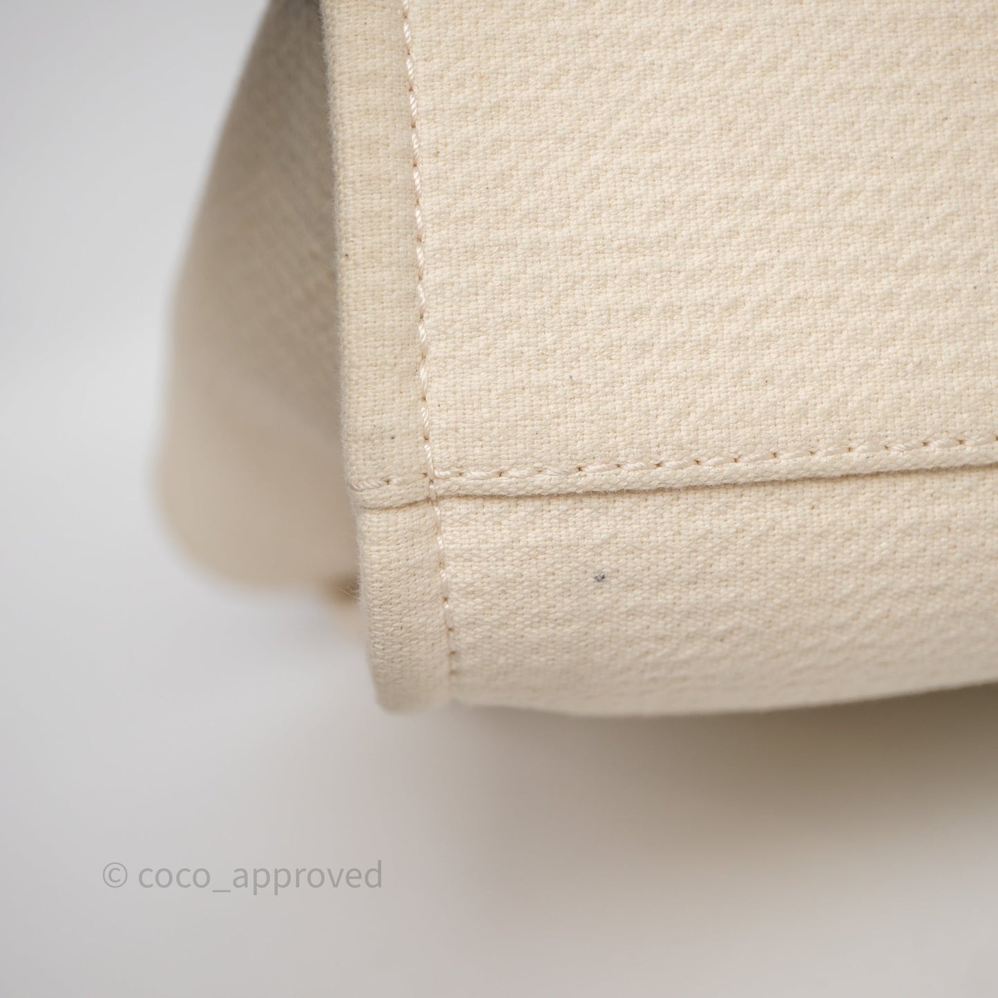 Chanel New Small Deauville Cream Ivory Canvas Light Gold Hardware