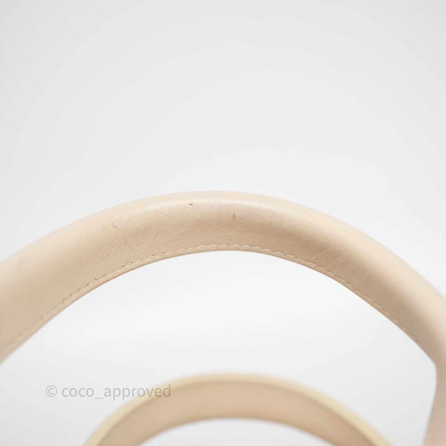 Chanel New Small Deauville Cream Ivory Canvas Light Gold Hardware