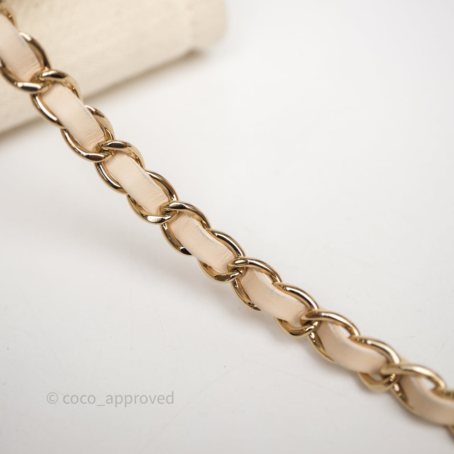 Chanel New Small Deauville Cream Ivory Canvas Light Gold Hardware