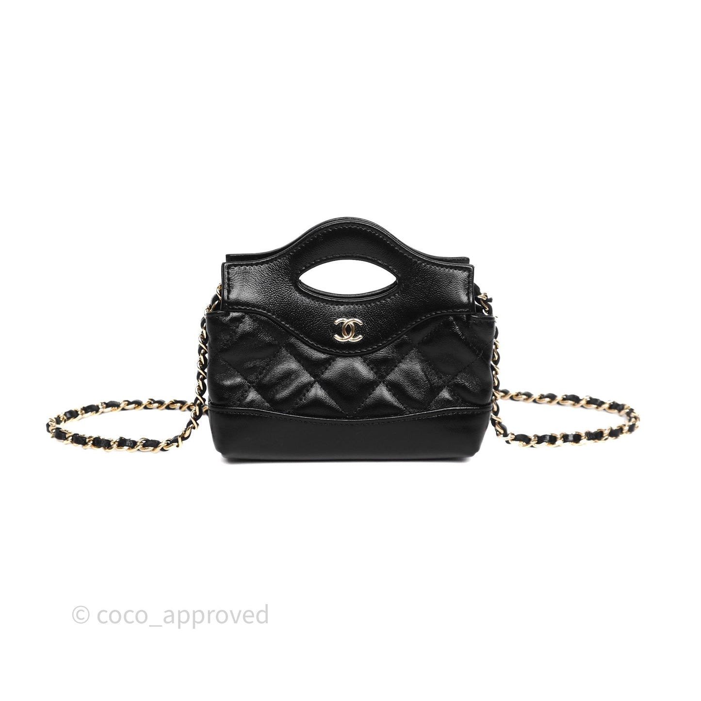 Chanel Micro 31 Black Shiny Calfskin Gold Hardware