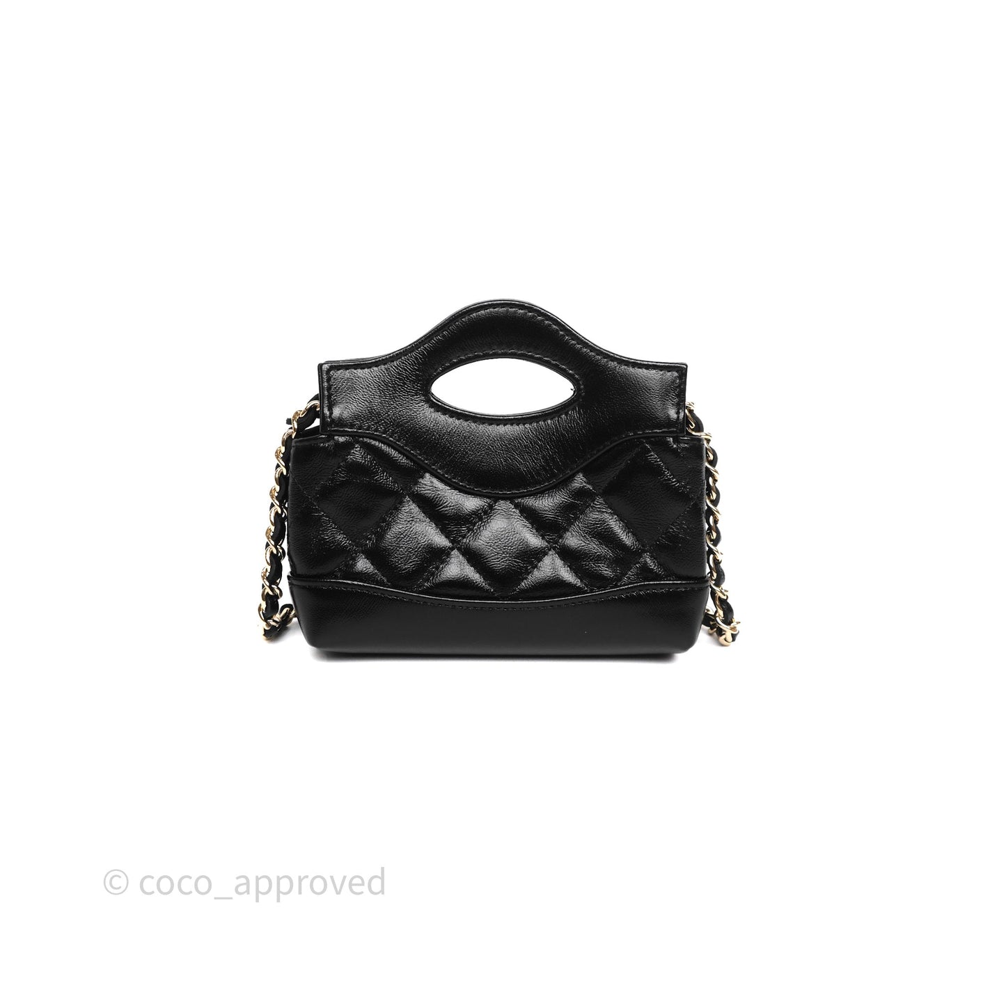 Chanel Micro 31 Black Shiny Calfskin Gold Hardware