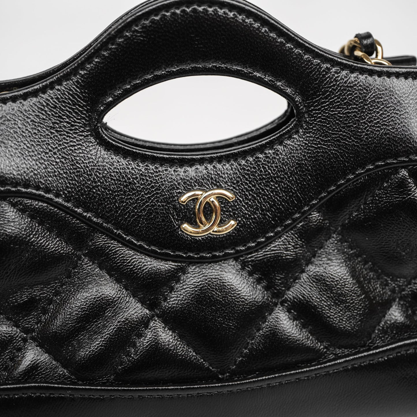 Chanel Micro 31 Black Shiny Calfskin Gold Hardware
