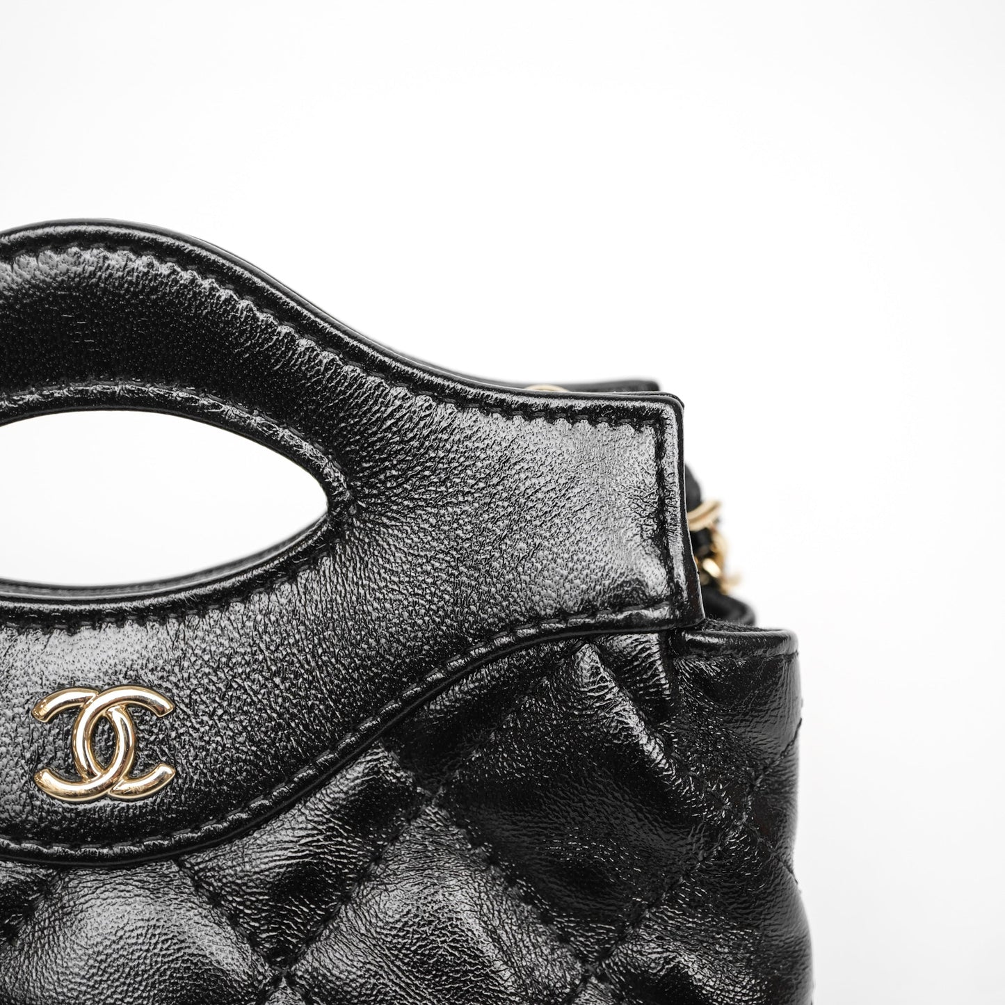 Chanel Micro 31 Black Shiny Calfskin Gold Hardware