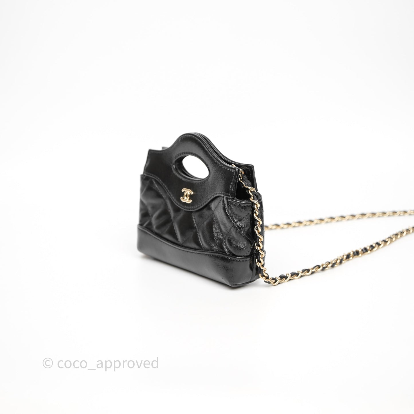 Chanel Micro 31 Black Shiny Calfskin Gold Hardware