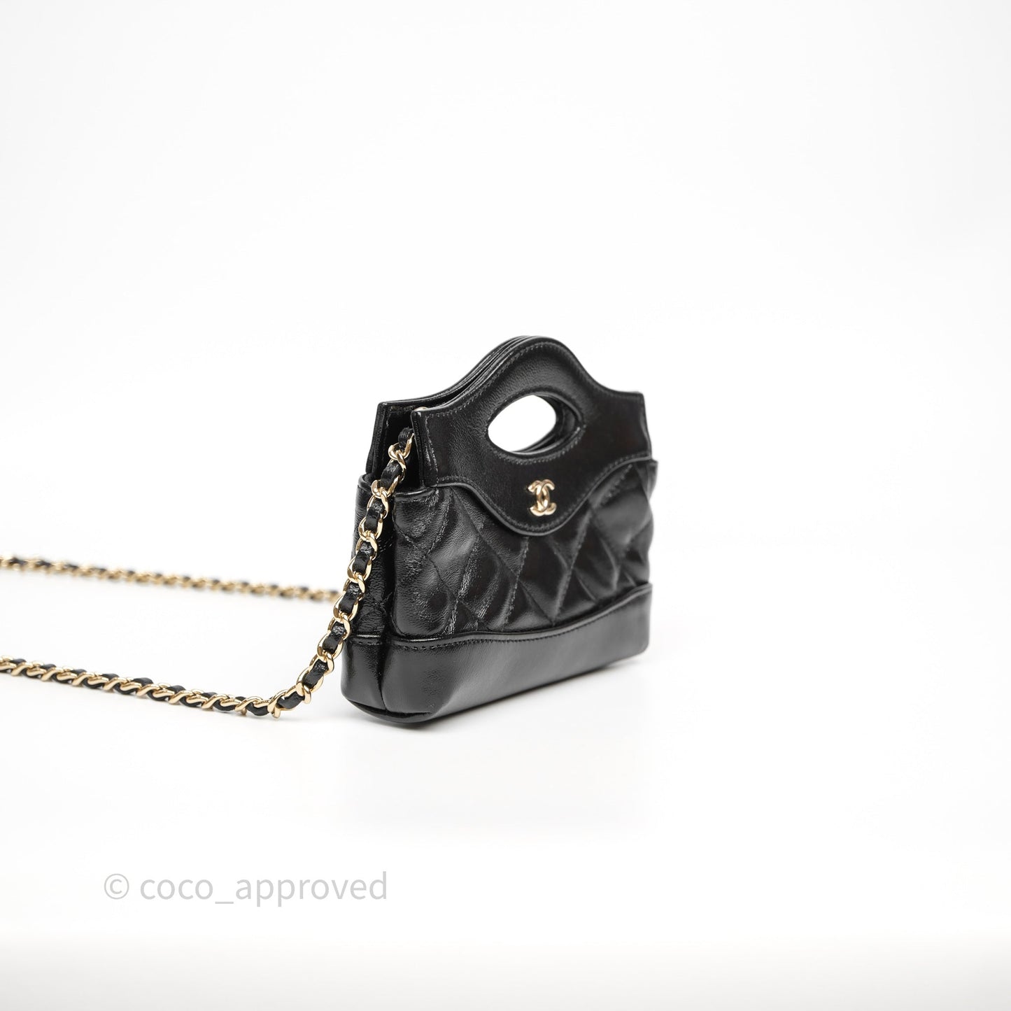 Chanel Micro 31 Black Shiny Calfskin Gold Hardware