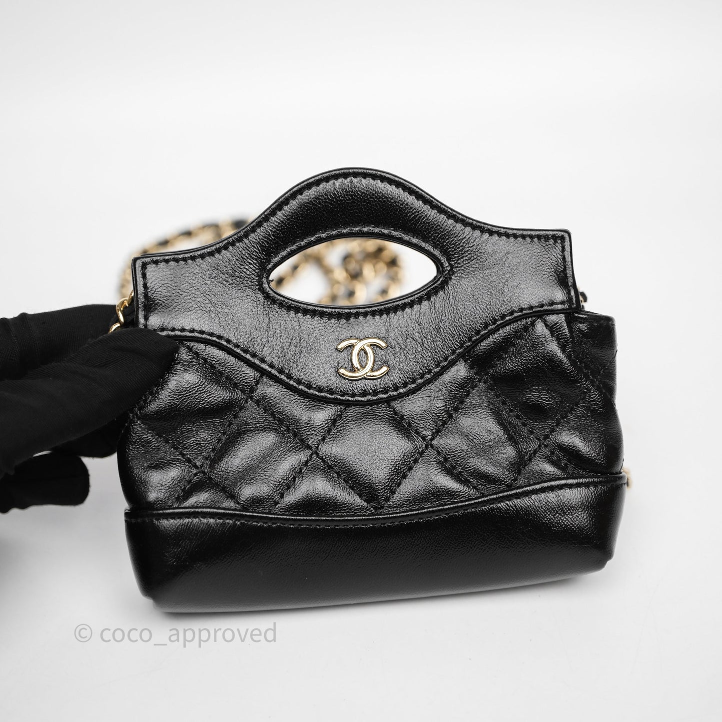 Chanel Micro 31 Black Shiny Calfskin Gold Hardware