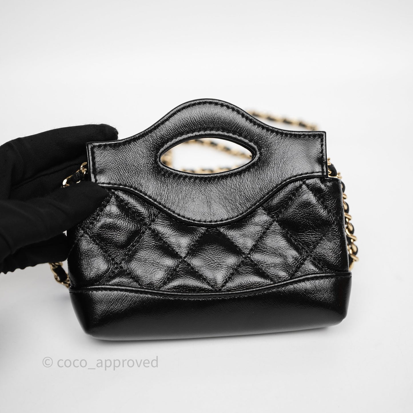 Chanel Micro 31 Black Shiny Calfskin Gold Hardware