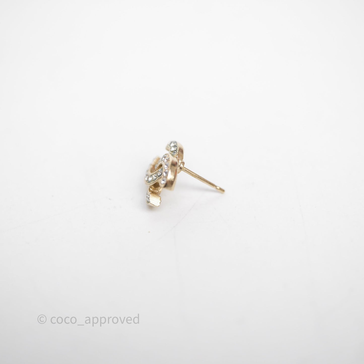 Chanel CC Crystals Earrings Gold Tone 20V