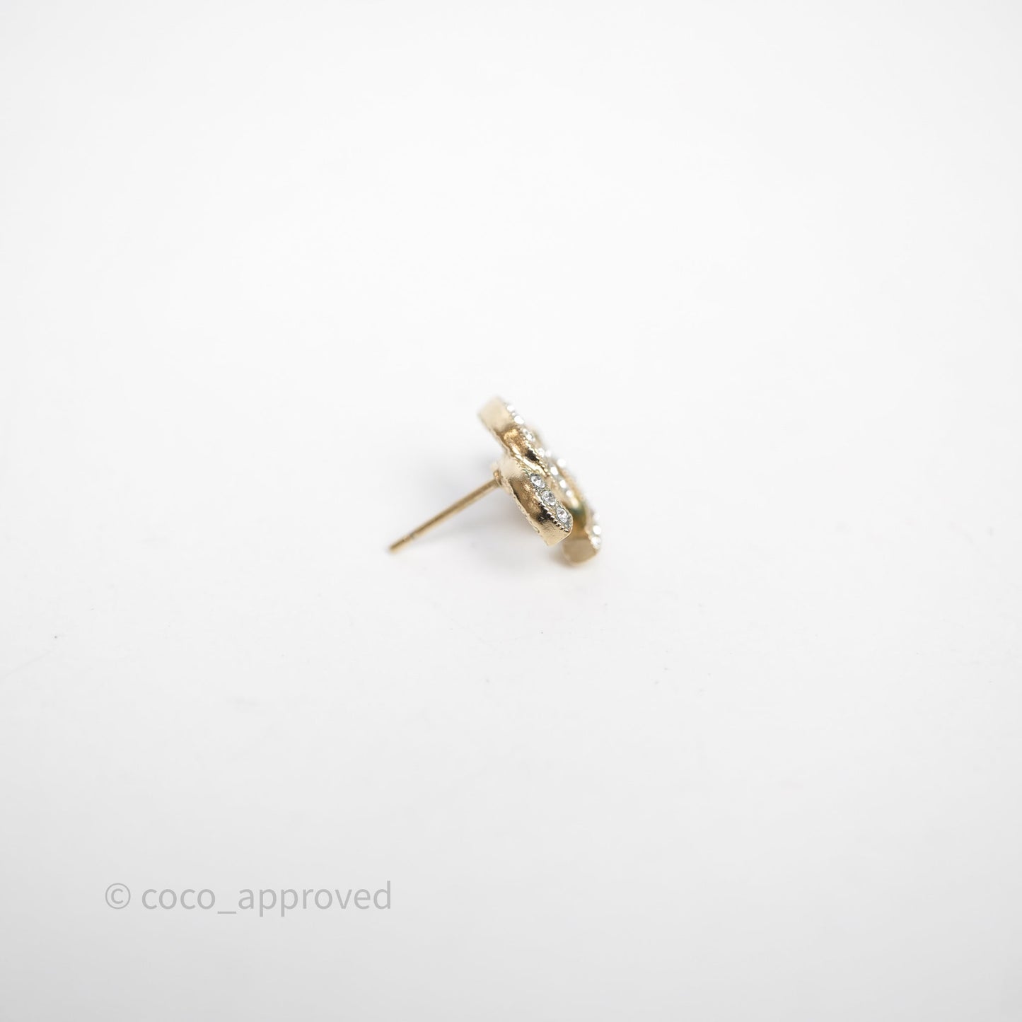 Chanel CC Crystals Earrings Gold Tone 20V