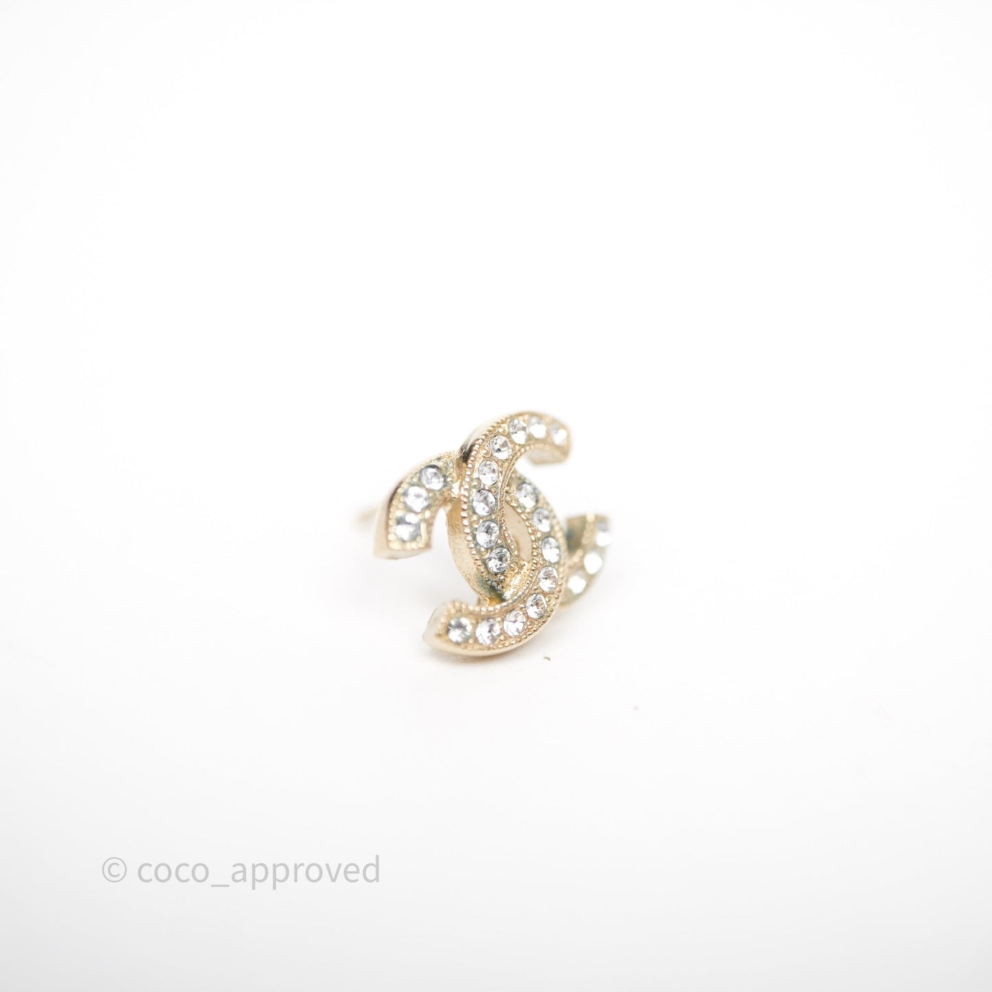 Chanel CC Crystals Earrings Gold Tone 20V