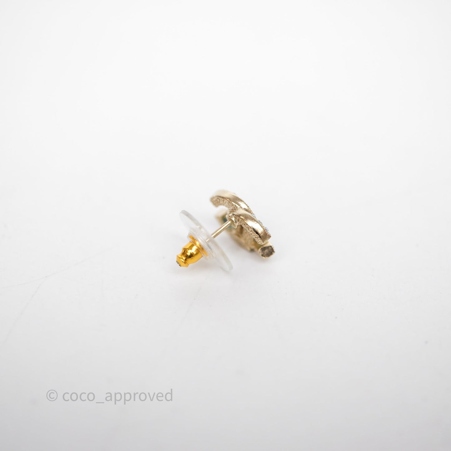 Chanel CC Crystals Earrings Gold Tone 20V