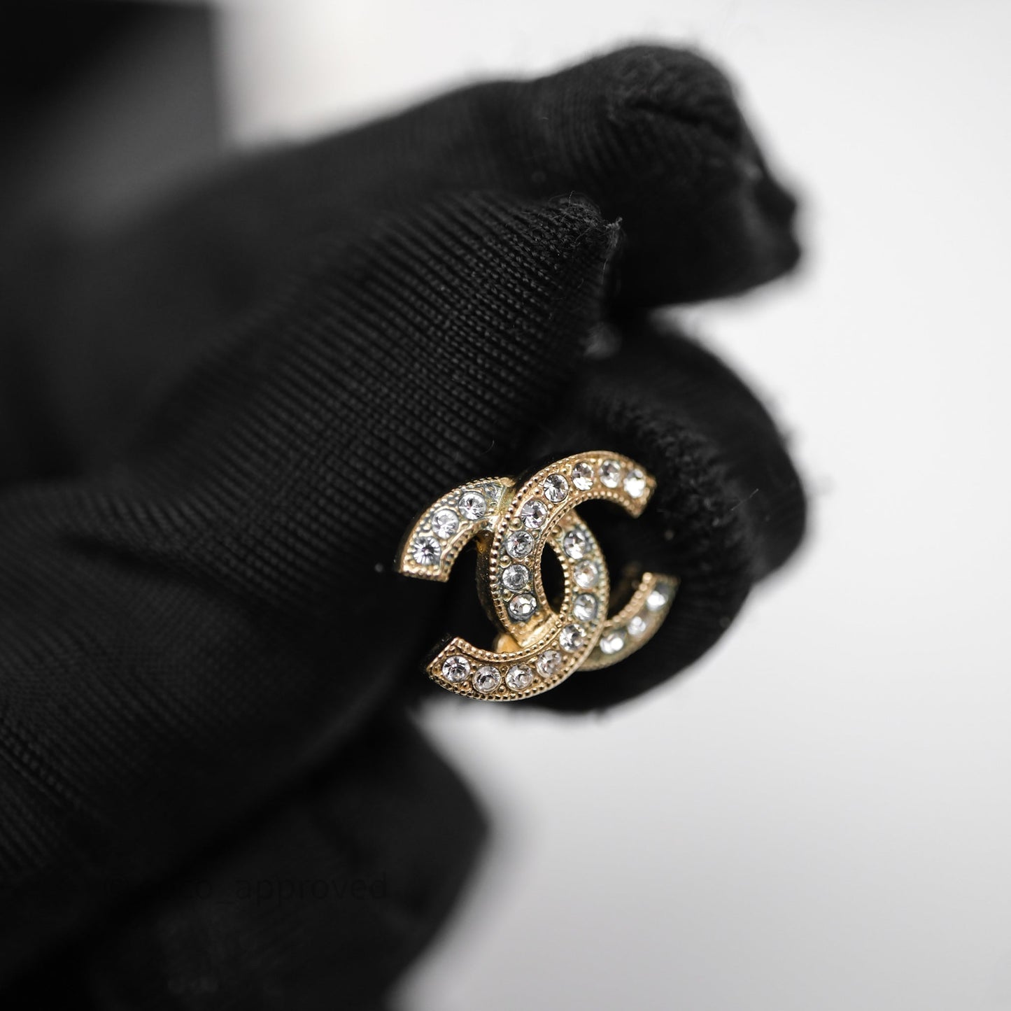 Chanel CC Crystals Earrings Gold Tone 20V