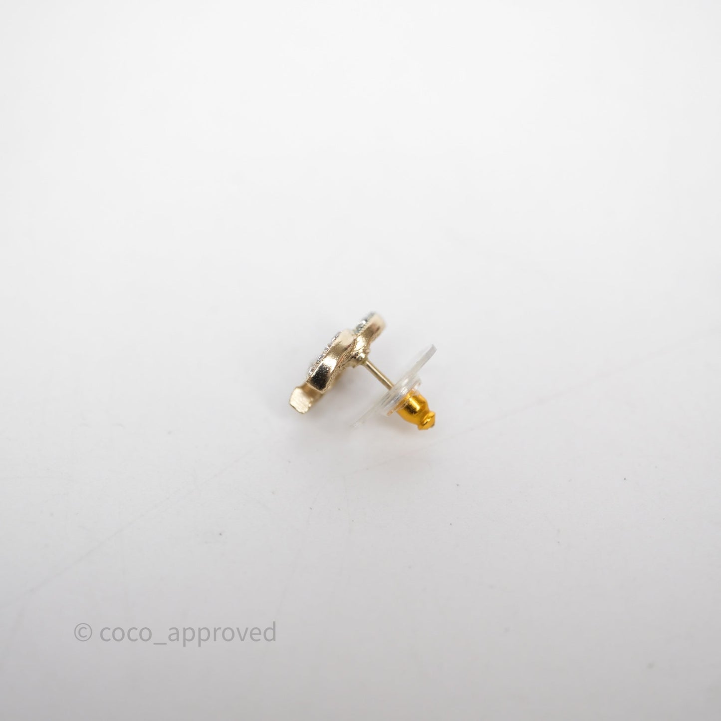 Chanel CC Crystals Earrings Gold Tone 20V