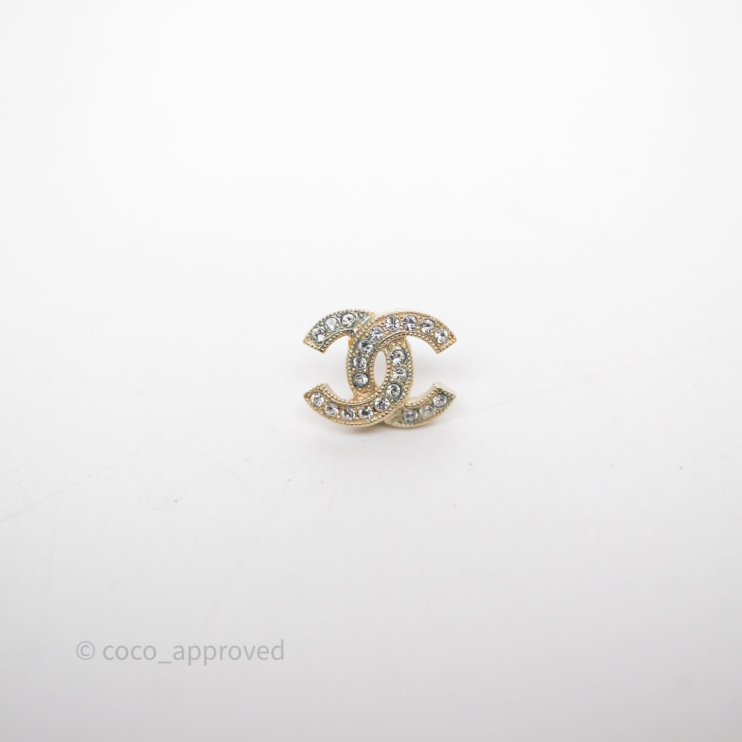 Chanel CC Crystals Earrings Gold Tone 20V