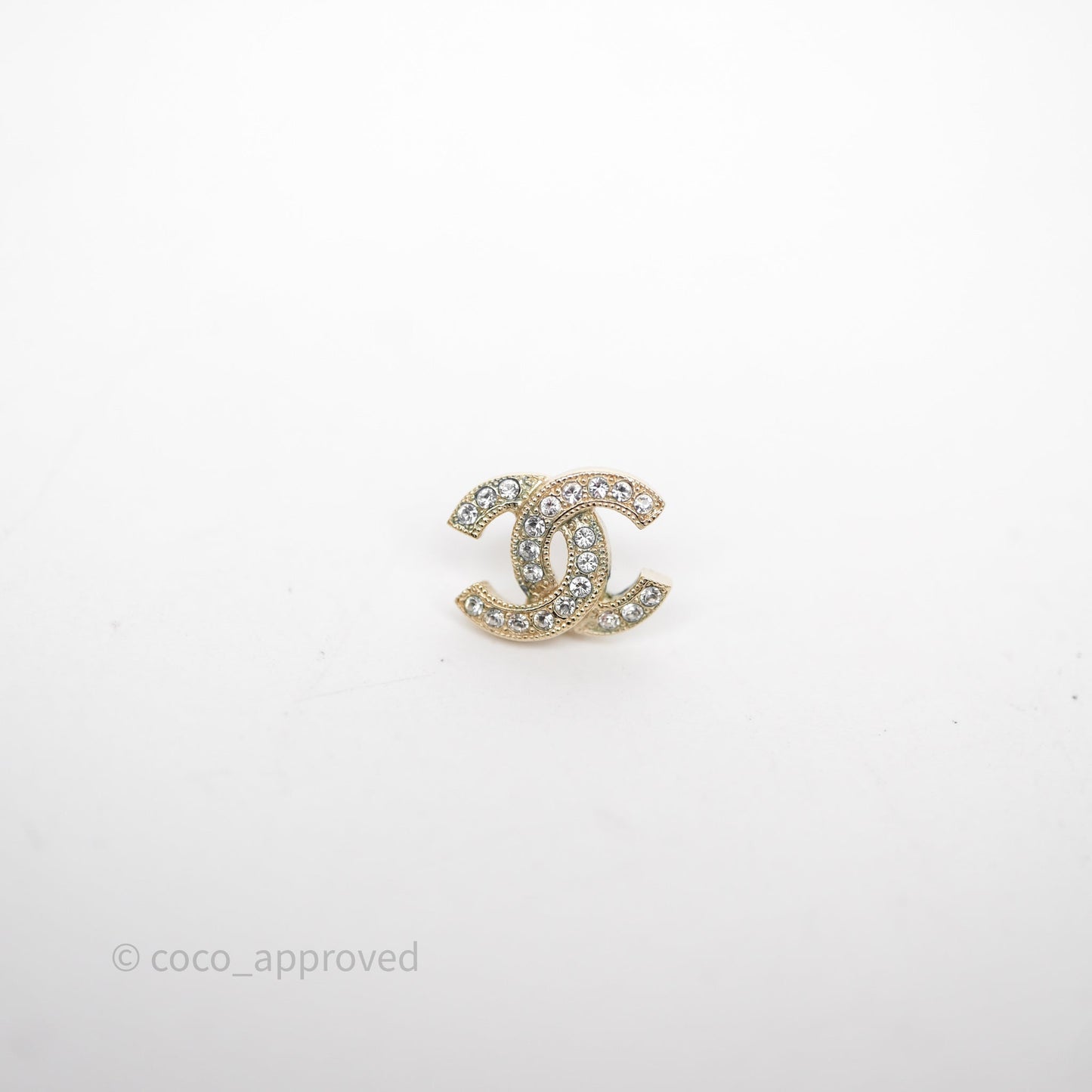 Chanel CC Crystals Earrings Gold Tone 20V