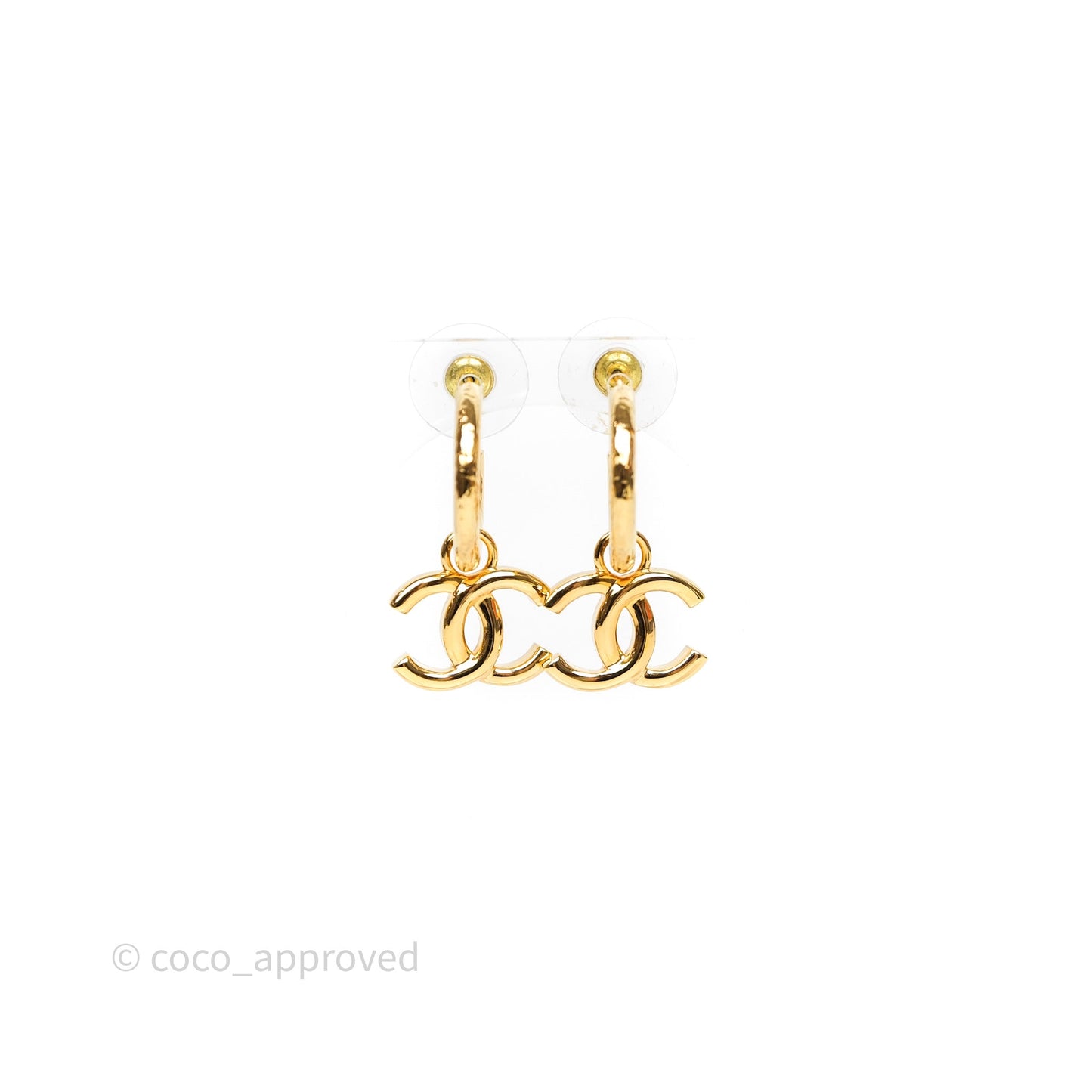 Chanel CC Hoop Earrings Gold Tone 24C