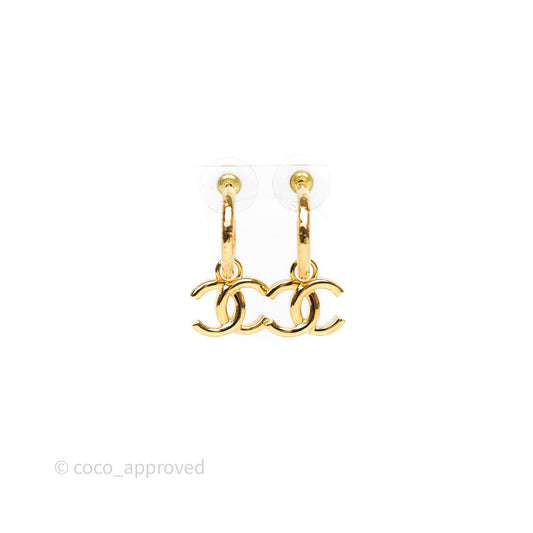 Chanel CC Hoop Earrings Gold Tone 24C