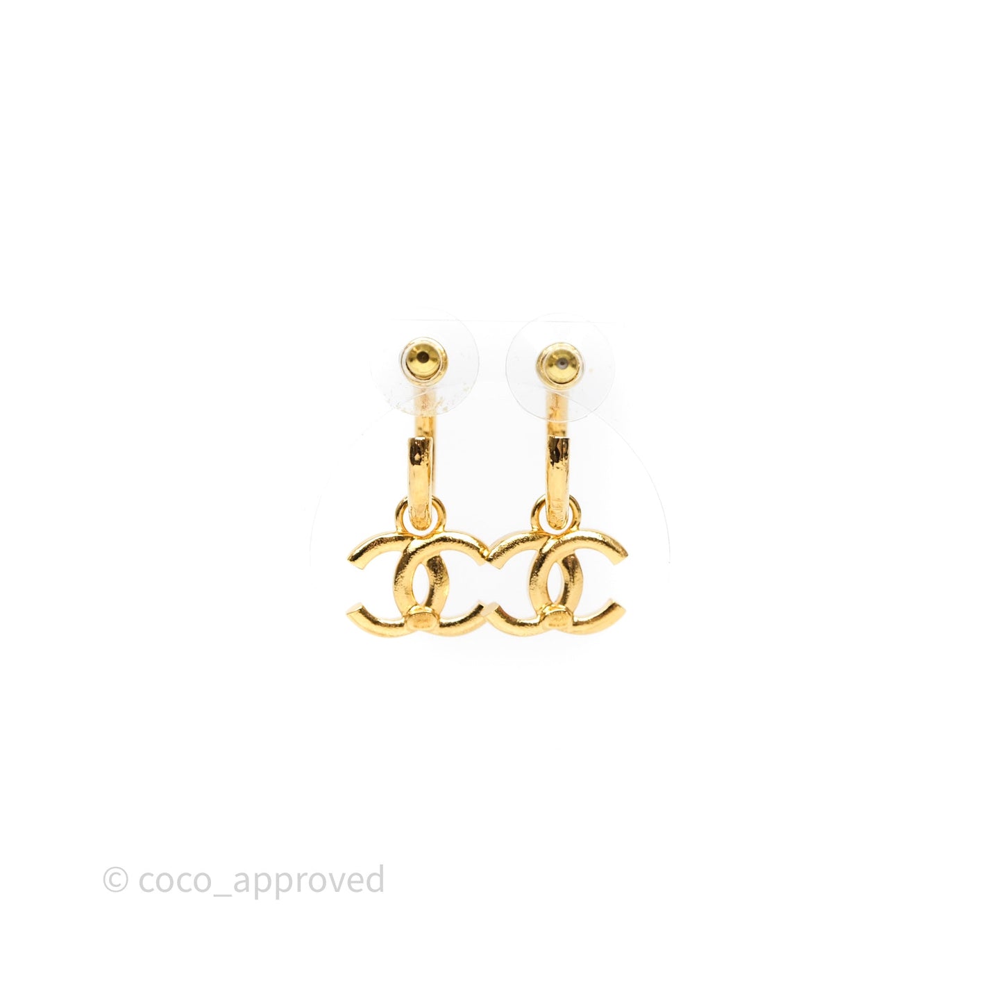Chanel CC Hoop Earrings Gold Tone 24C