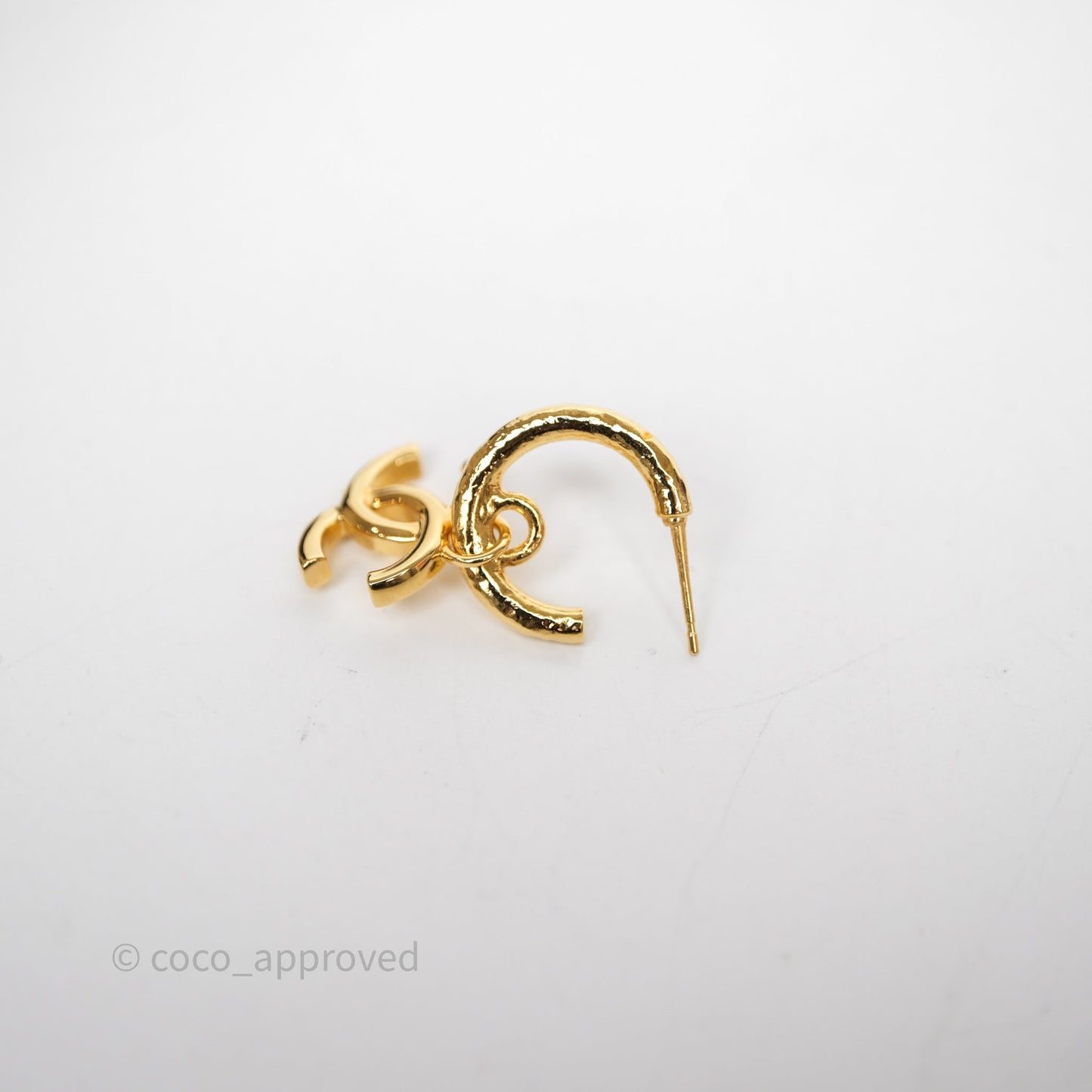Chanel CC Hoop Earrings Gold Tone 24C