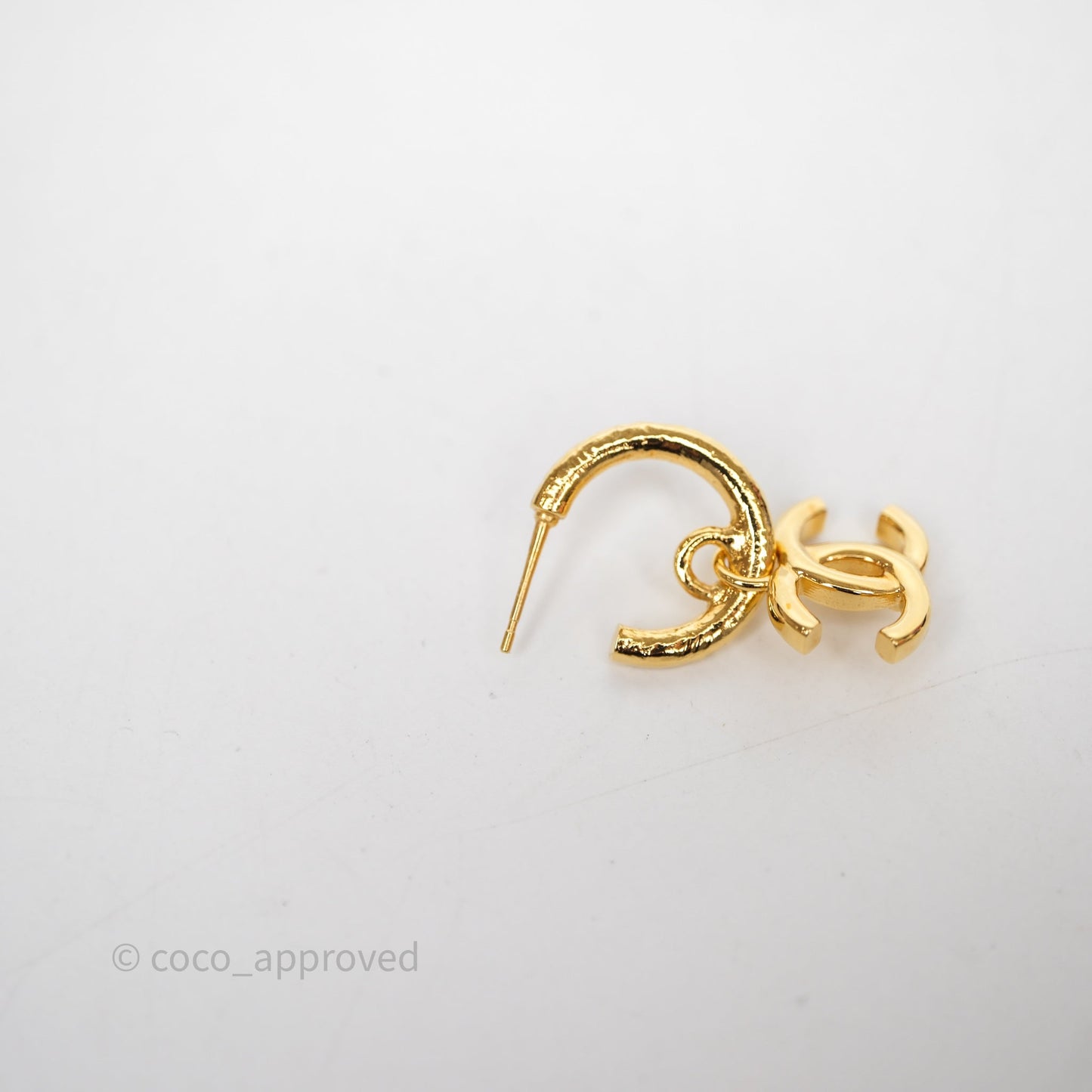 Chanel CC Hoop Earrings Gold Tone 24C