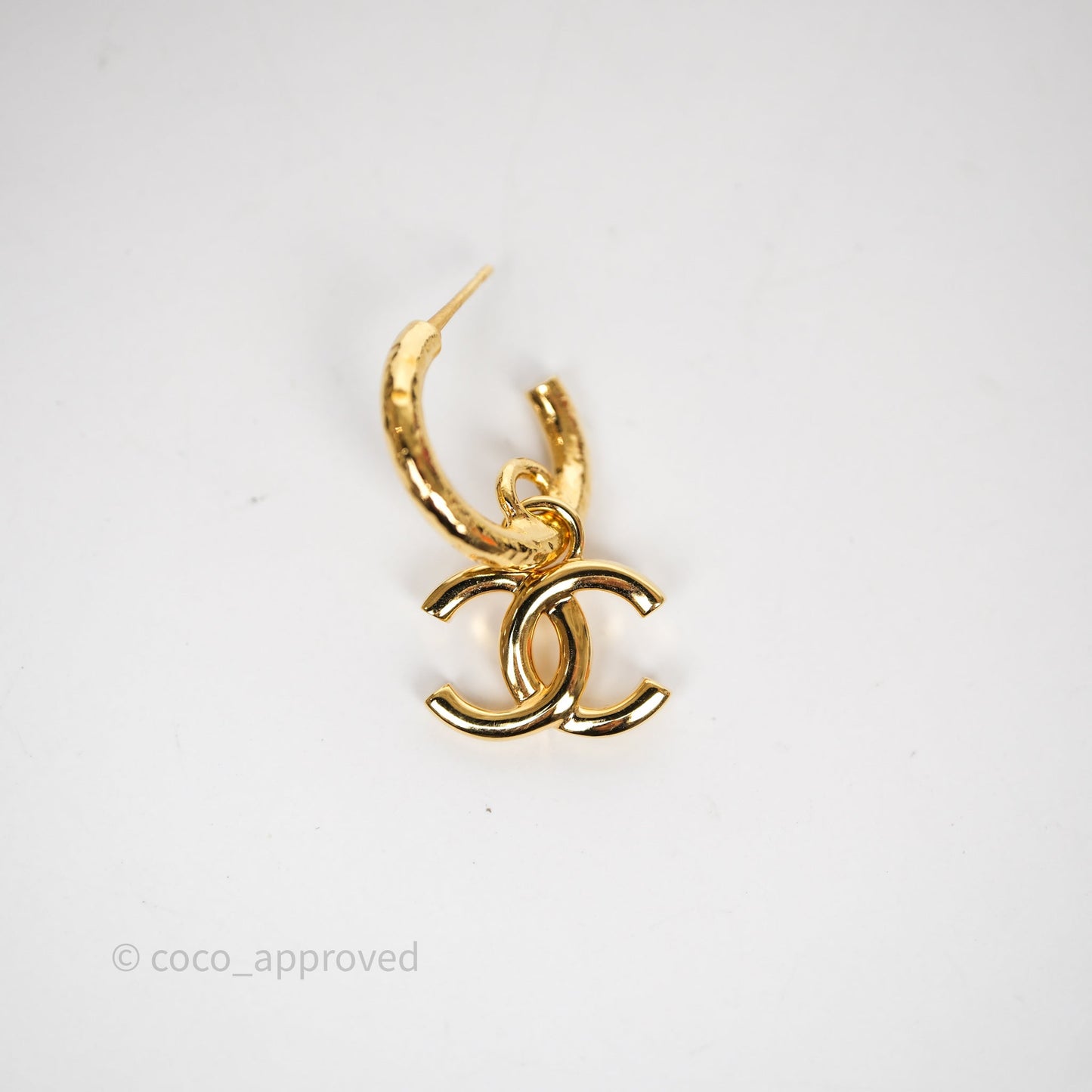 Chanel CC Hoop Earrings Gold Tone 24C