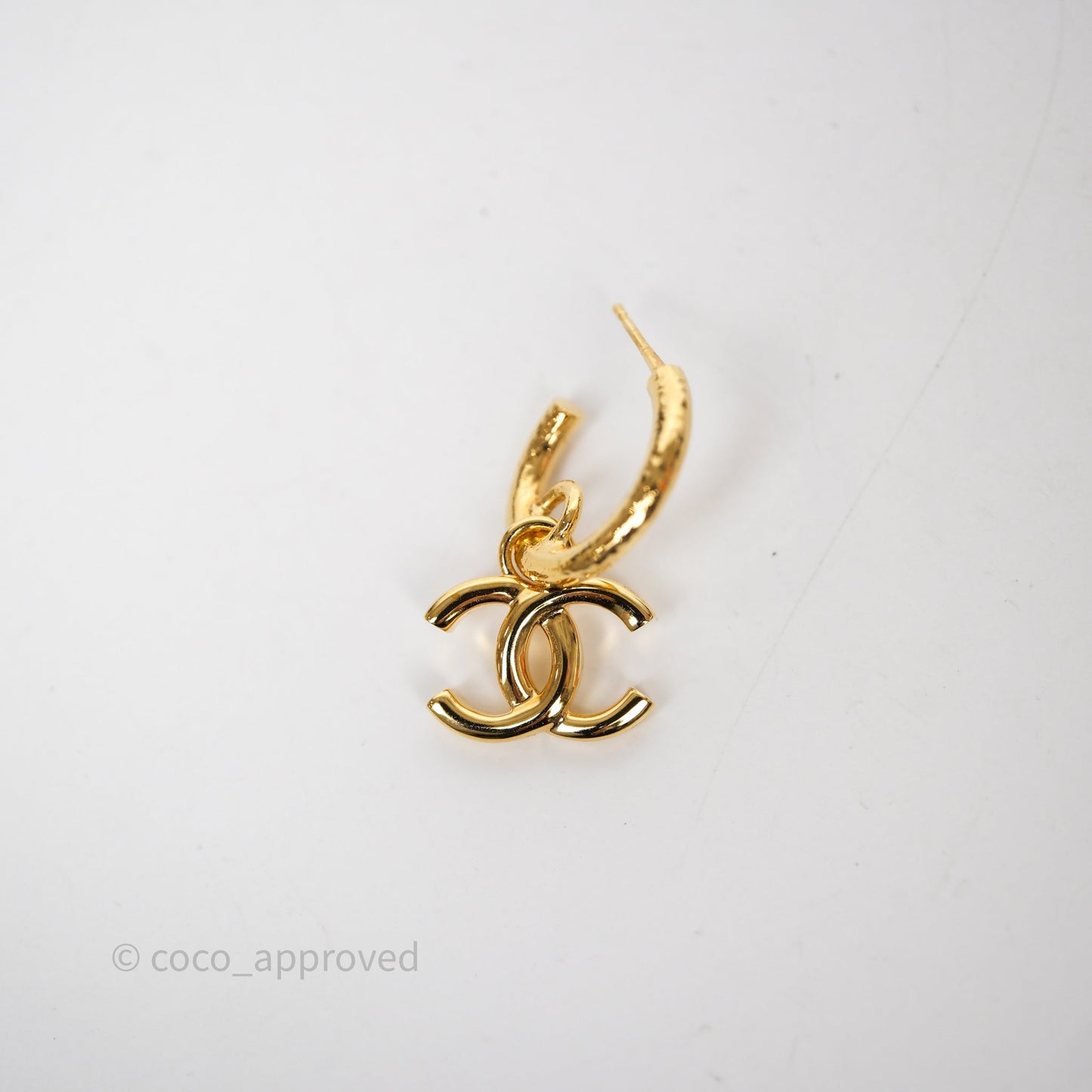 Chanel CC Hoop Earrings Gold Tone 24C