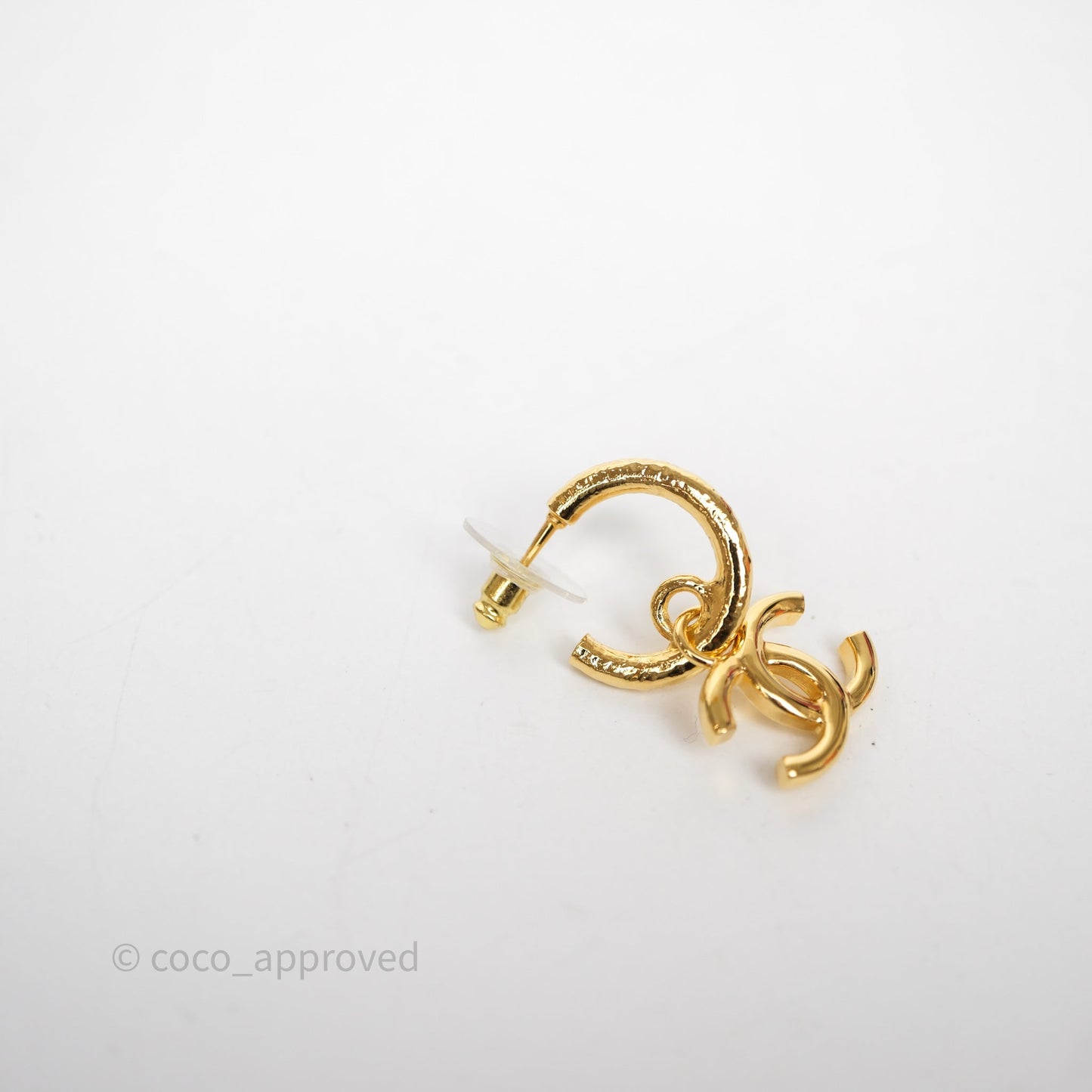 Chanel CC Hoop Earrings Gold Tone 24C