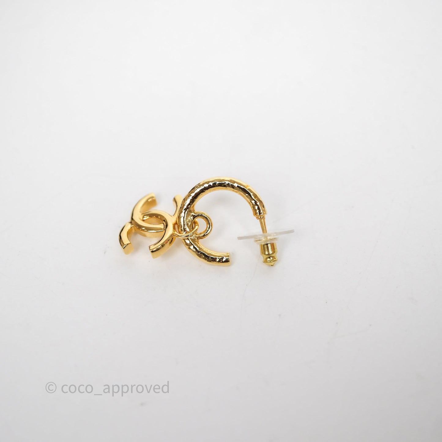 Chanel CC Hoop Earrings Gold Tone 24C