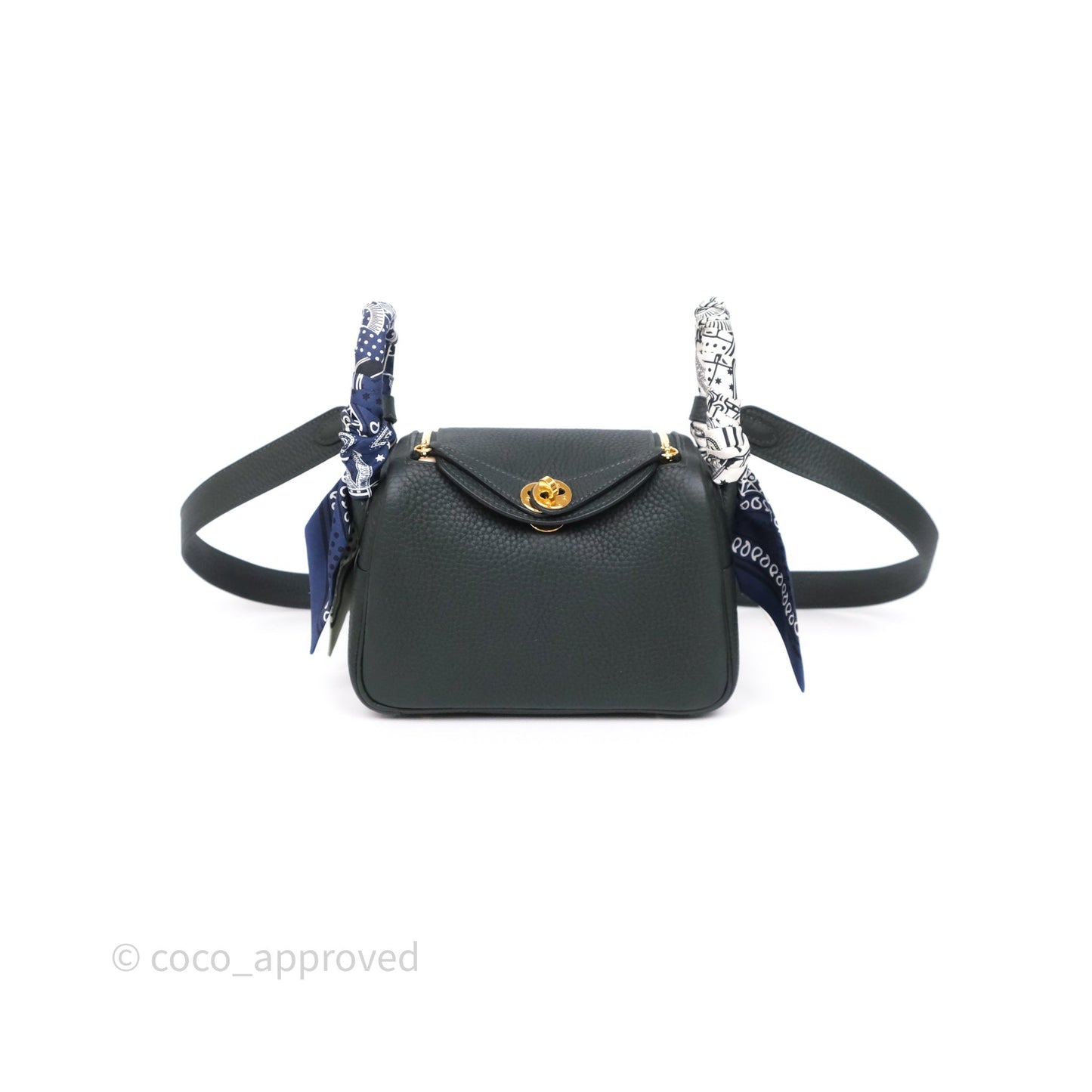 Hermès Mini Lindy II 20 Vert Fonce 67 Clemence Gold Hardware