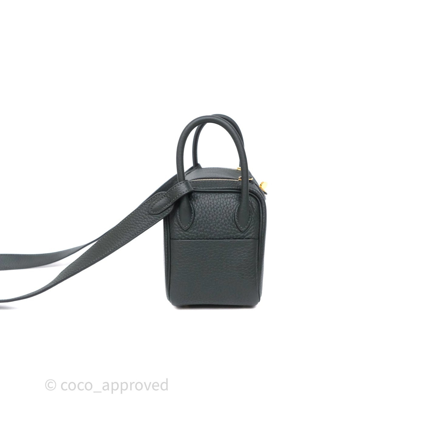 Hermès Mini Lindy II 20 Vert Fonce 67 Clemence Gold Hardware