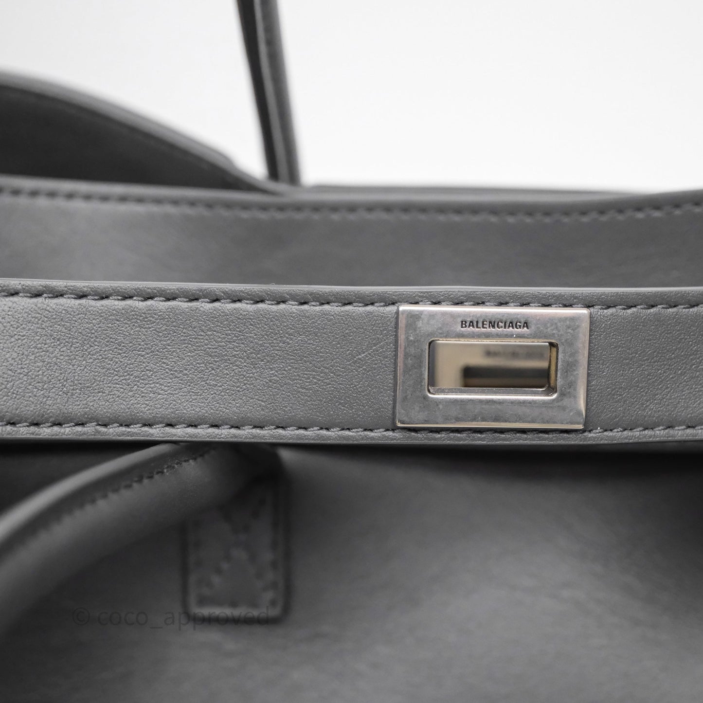 Balenciaga Small Bel Air Carry All Bag Grey Calfskin Silver Hardware