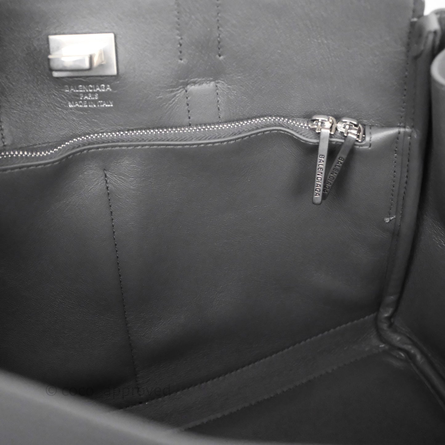 Balenciaga Small Bel Air Carry All Bag Grey Calfskin Silver Hardware