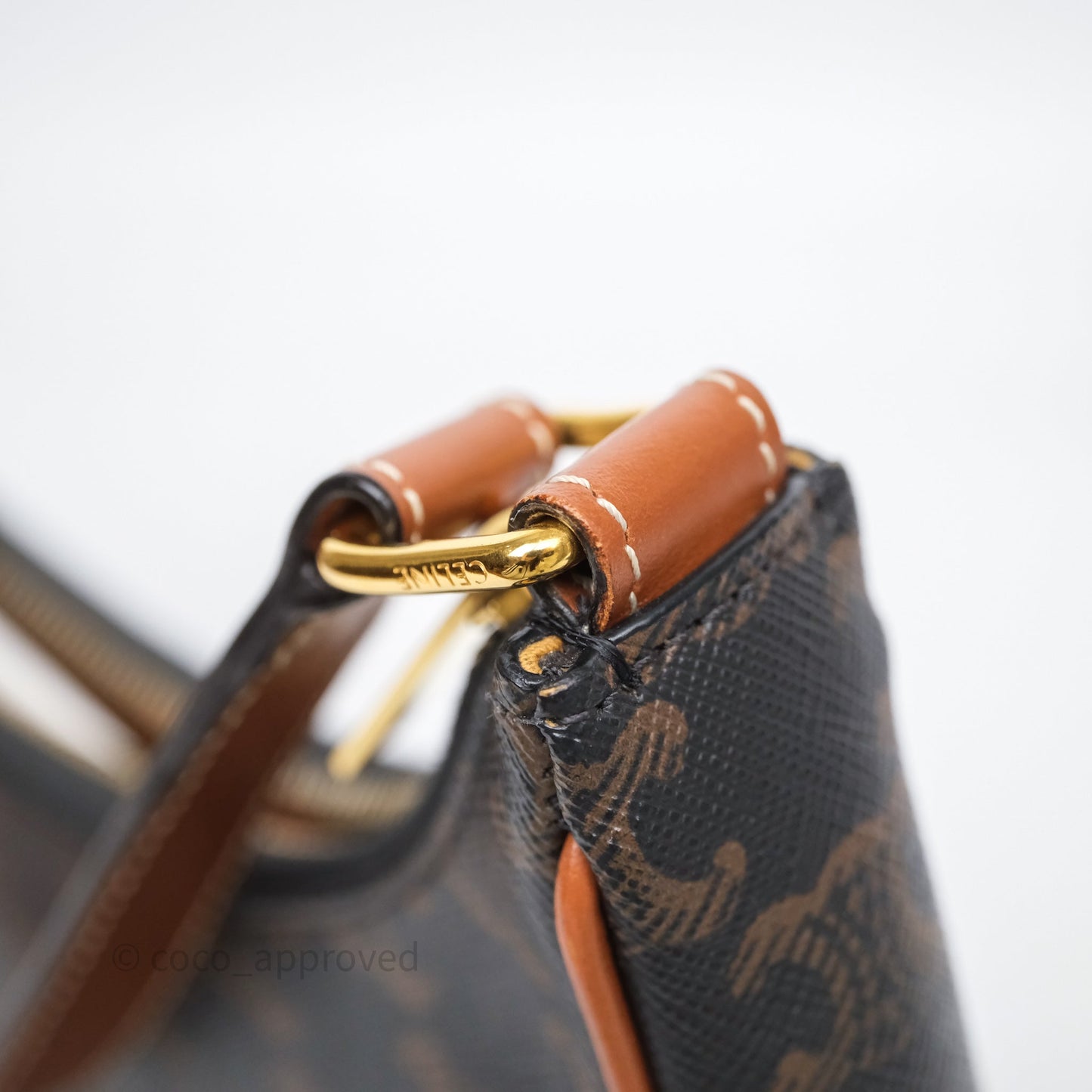 Celine Medium Ava Bag In Triomphe Canvas Calfskin Tan