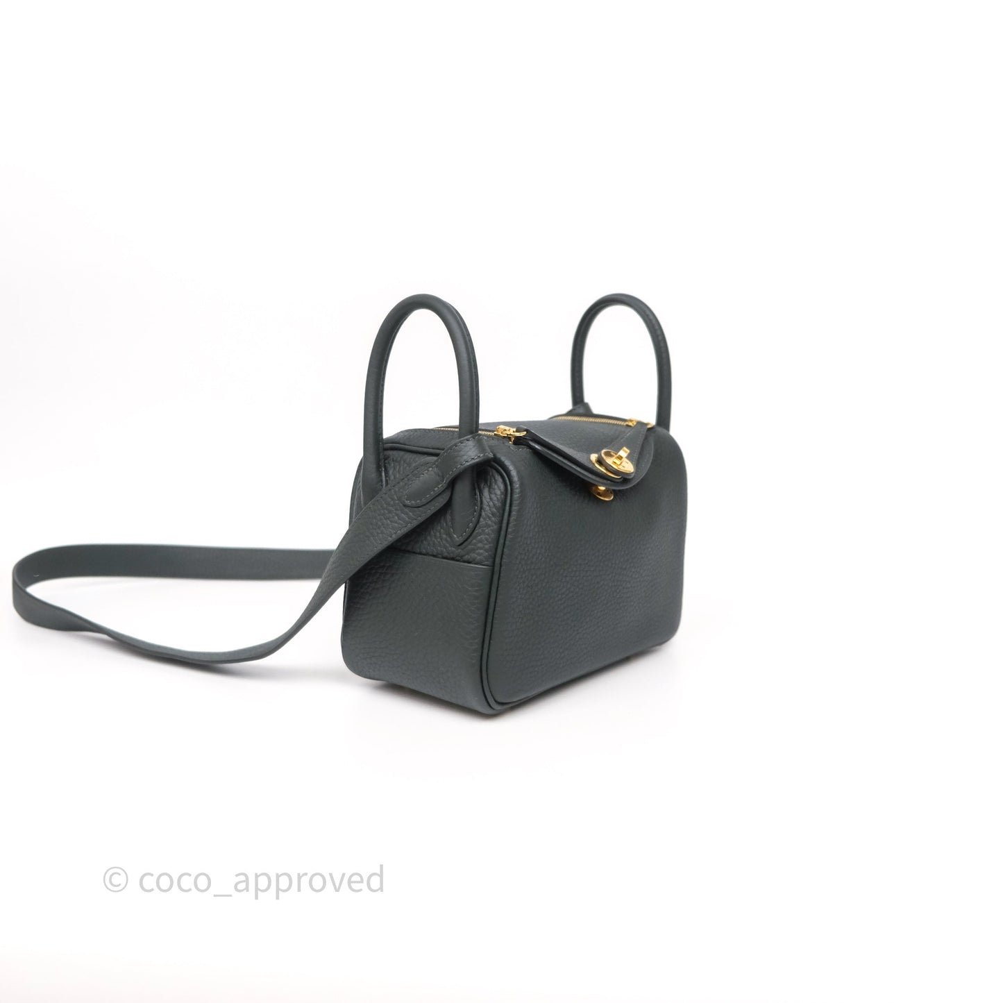 Hermès Mini Lindy II 20 Vert Fonce 67 Clemence Gold Hardware