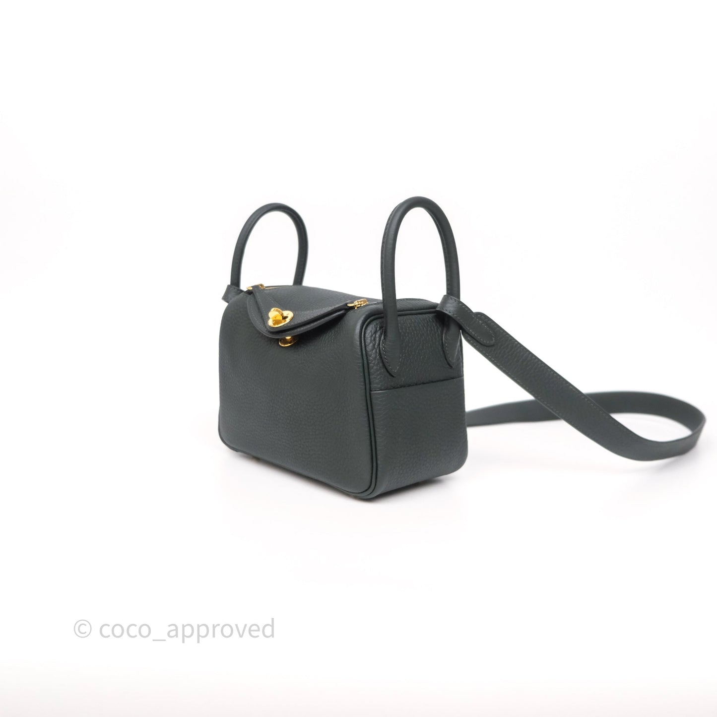 Hermès Mini Lindy II 20 Vert Fonce 67 Clemence Gold Hardware
