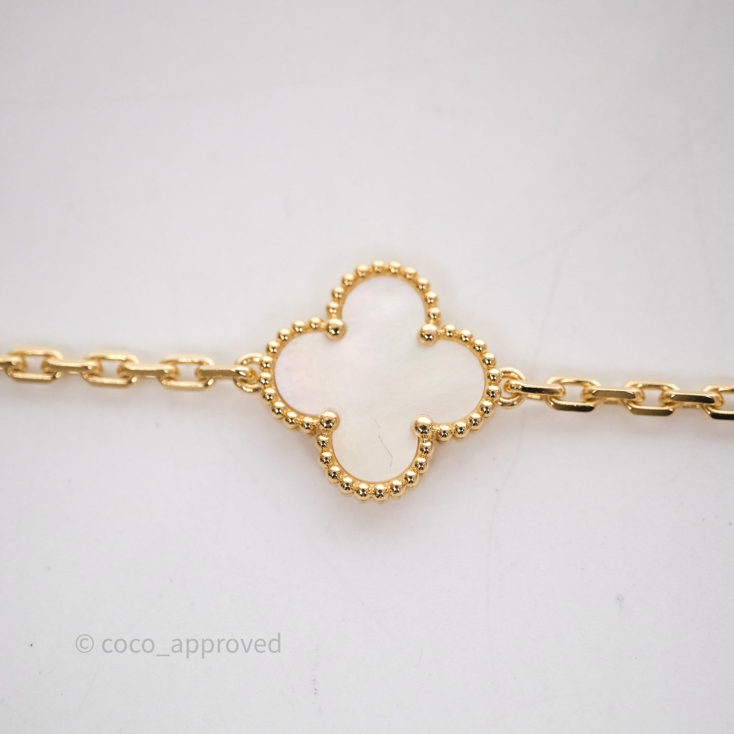 Van Cleef & Arpels Vintage Alhambra 5 Motifs White Yellow Gold Bracelet