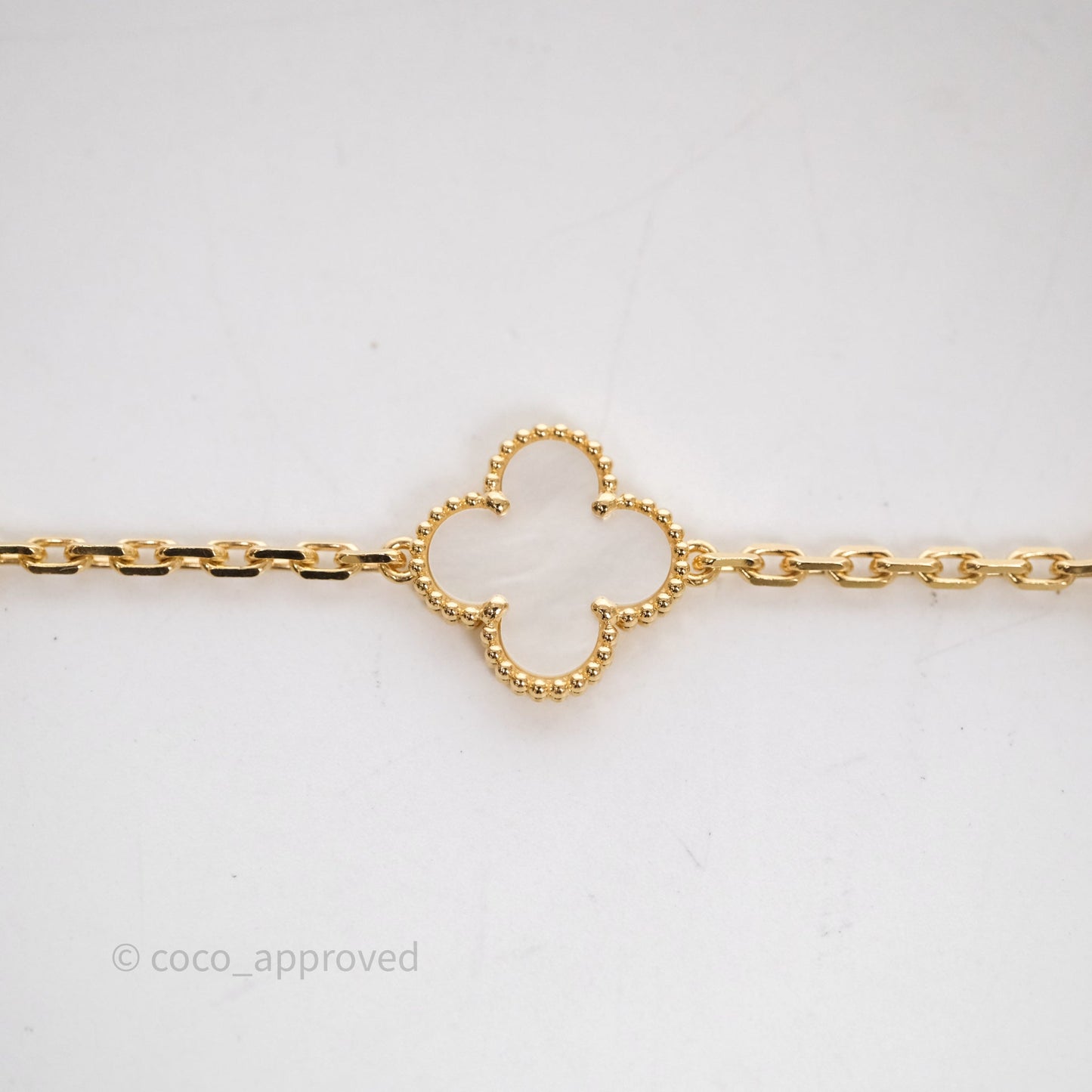 Van Cleef & Arpels Vintage Alhambra 5 Motifs White Yellow Gold Bracelet