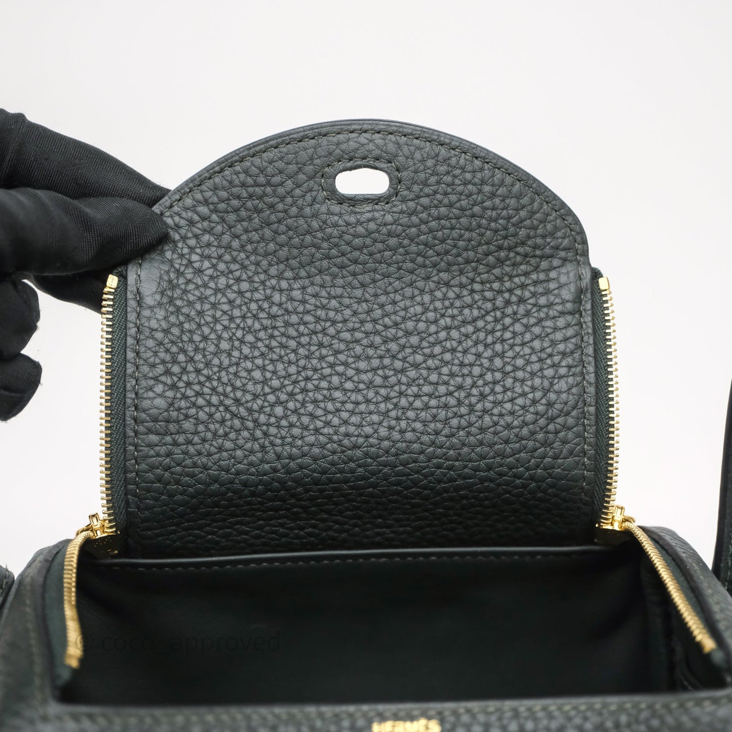 Hermès Mini Lindy II 20 Vert Fonce 67 Clemence Gold Hardware