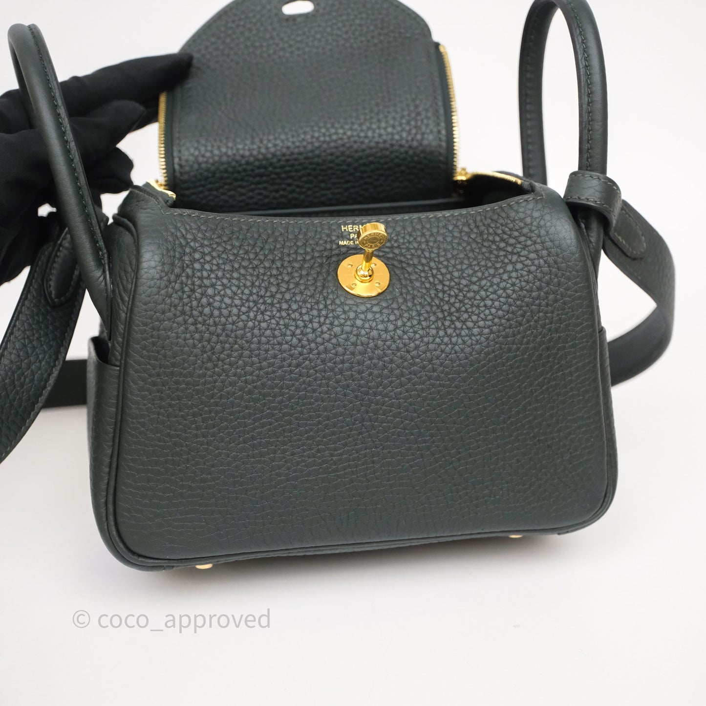 Hermès Mini Lindy II 20 Vert Fonce 67 Clemence Gold Hardware