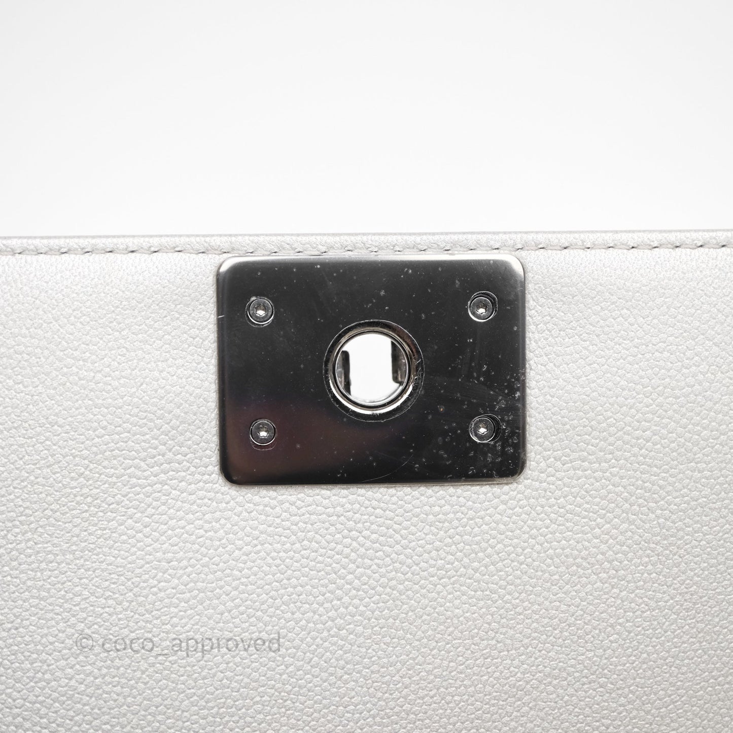 Chanel Medium Boy Quilted Iridescent Silver Caviar Silver Hardware
