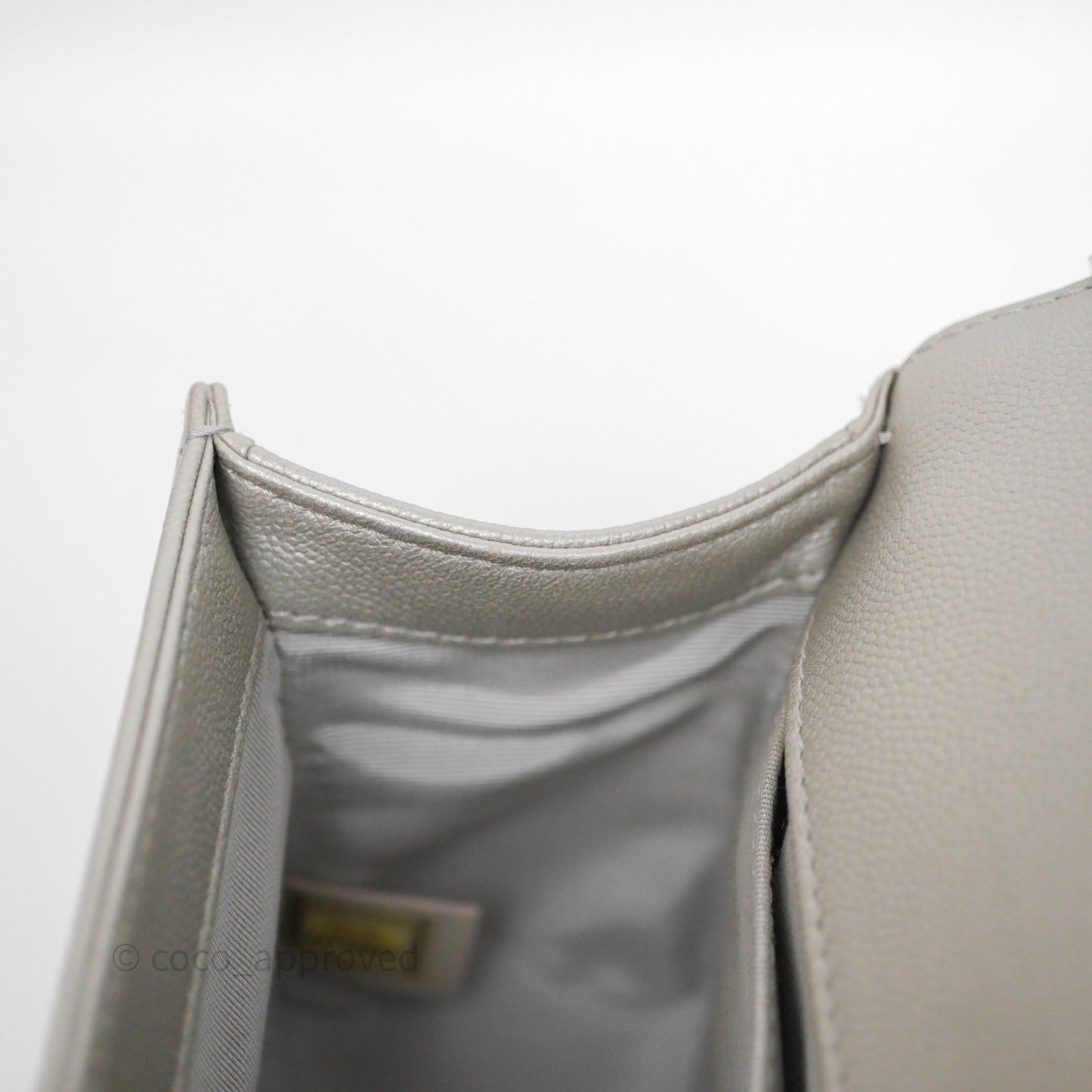 Chanel Medium Boy Quilted Iridescent Silver Caviar Silver Hardware