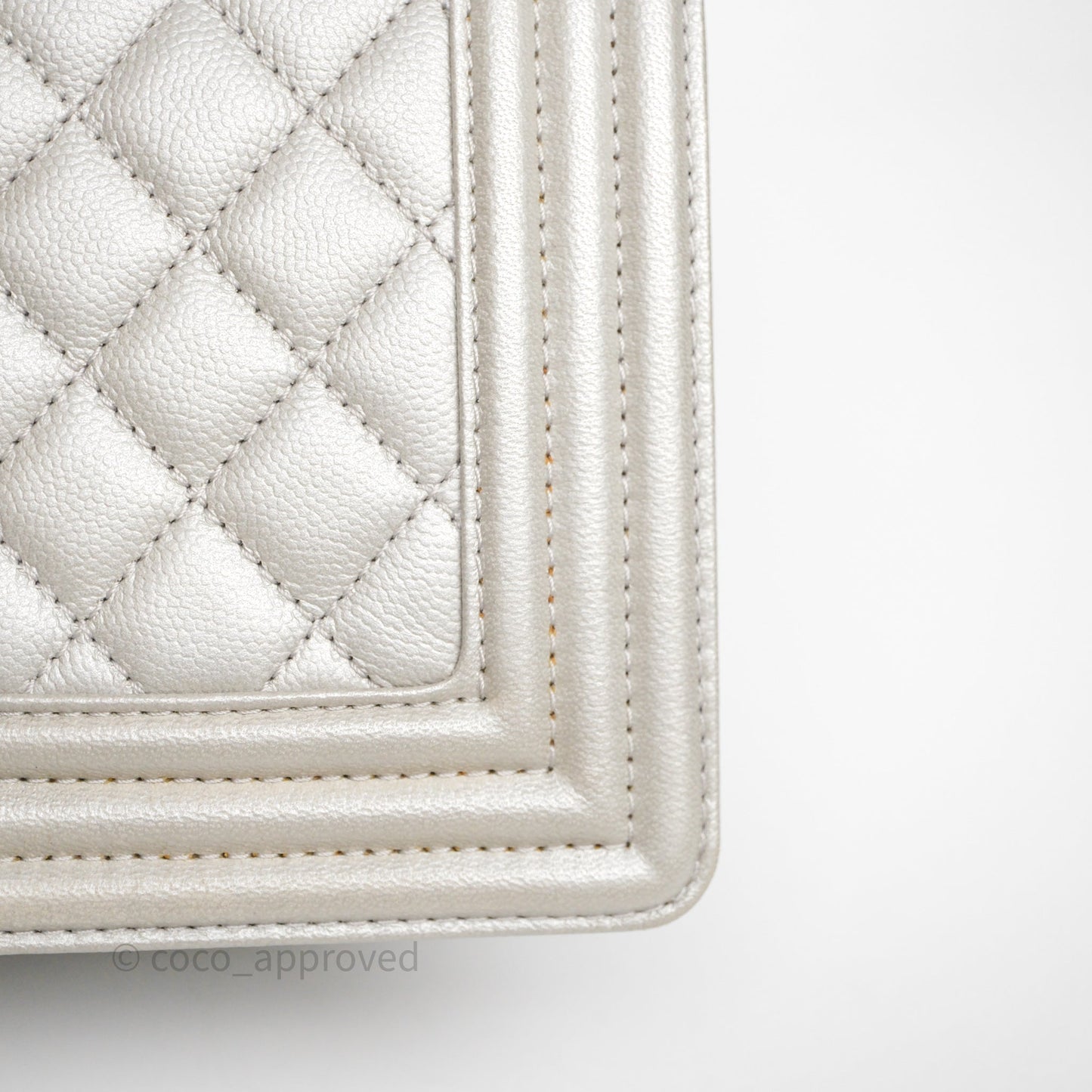 Chanel Medium Boy Quilted Iridescent Silver Caviar Silver Hardware