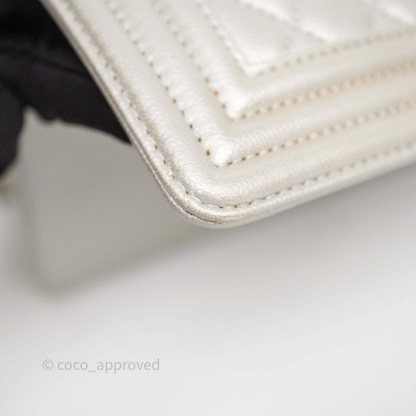 Chanel Medium Boy Quilted Iridescent Silver Caviar Silver Hardware