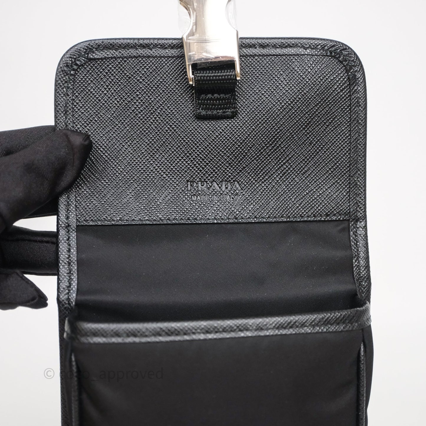 Prada Saffiano Leather Smartphone Case Black