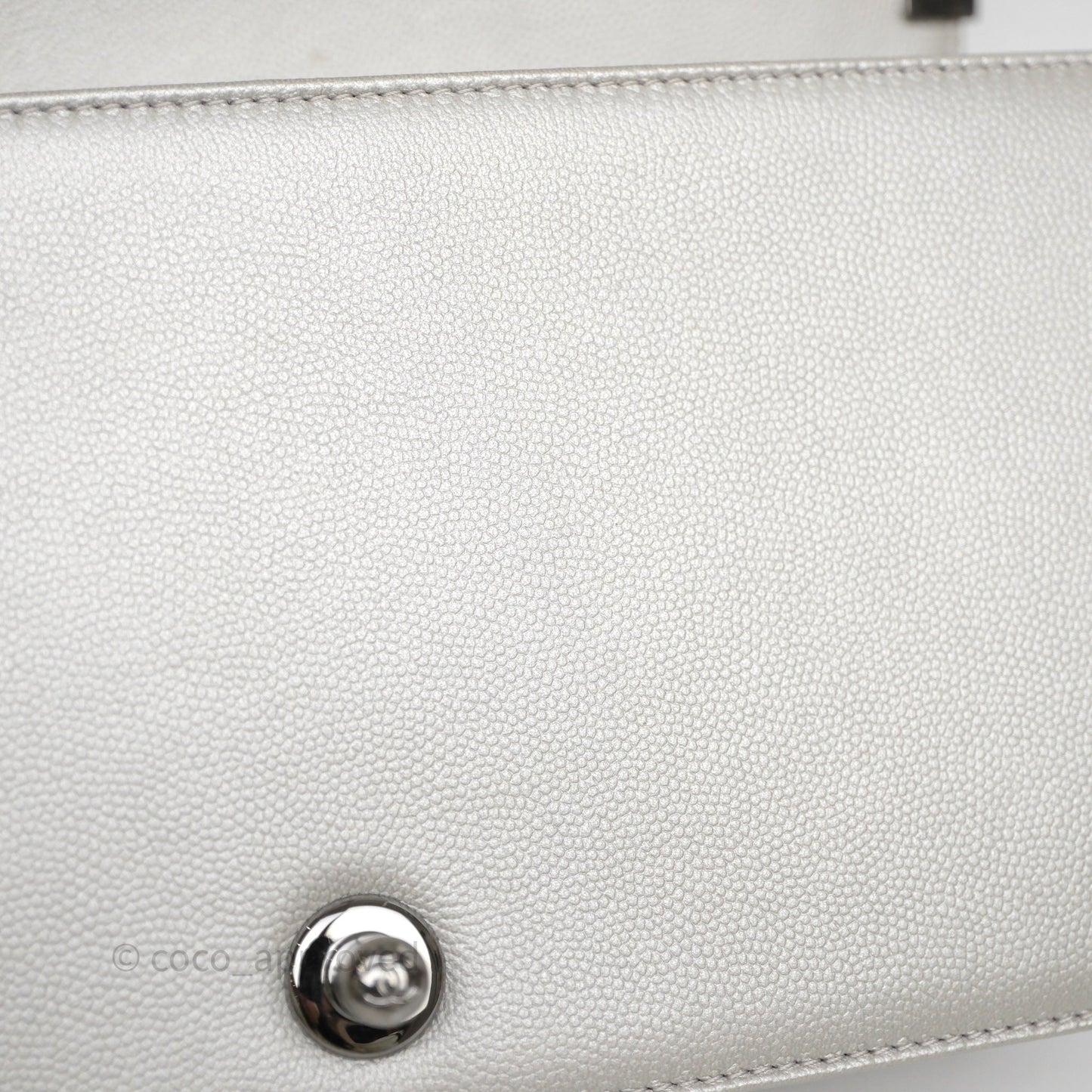 Chanel Medium Boy Quilted Iridescent Silver Caviar Silver Hardware