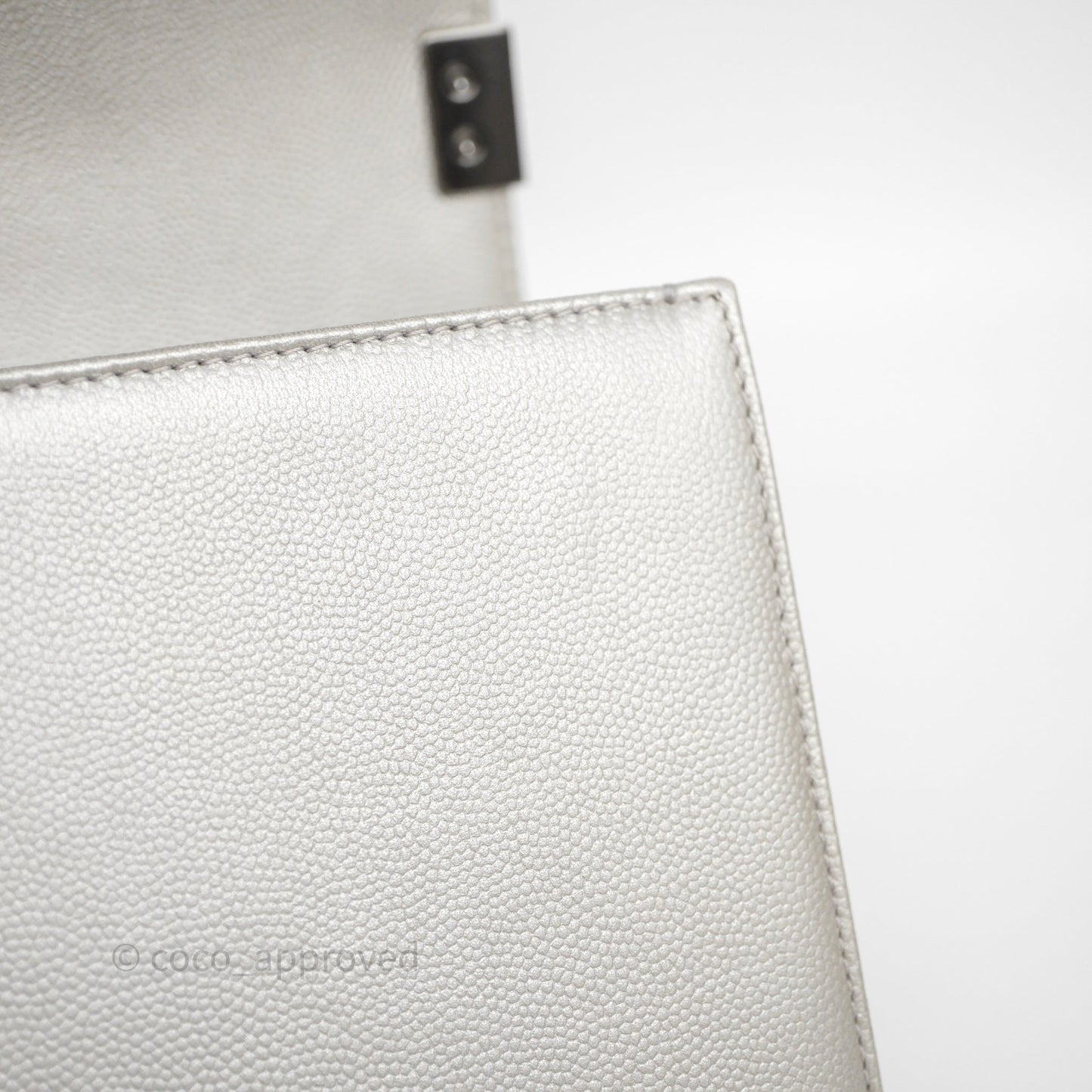 Chanel Medium Boy Quilted Iridescent Silver Caviar Silver Hardware